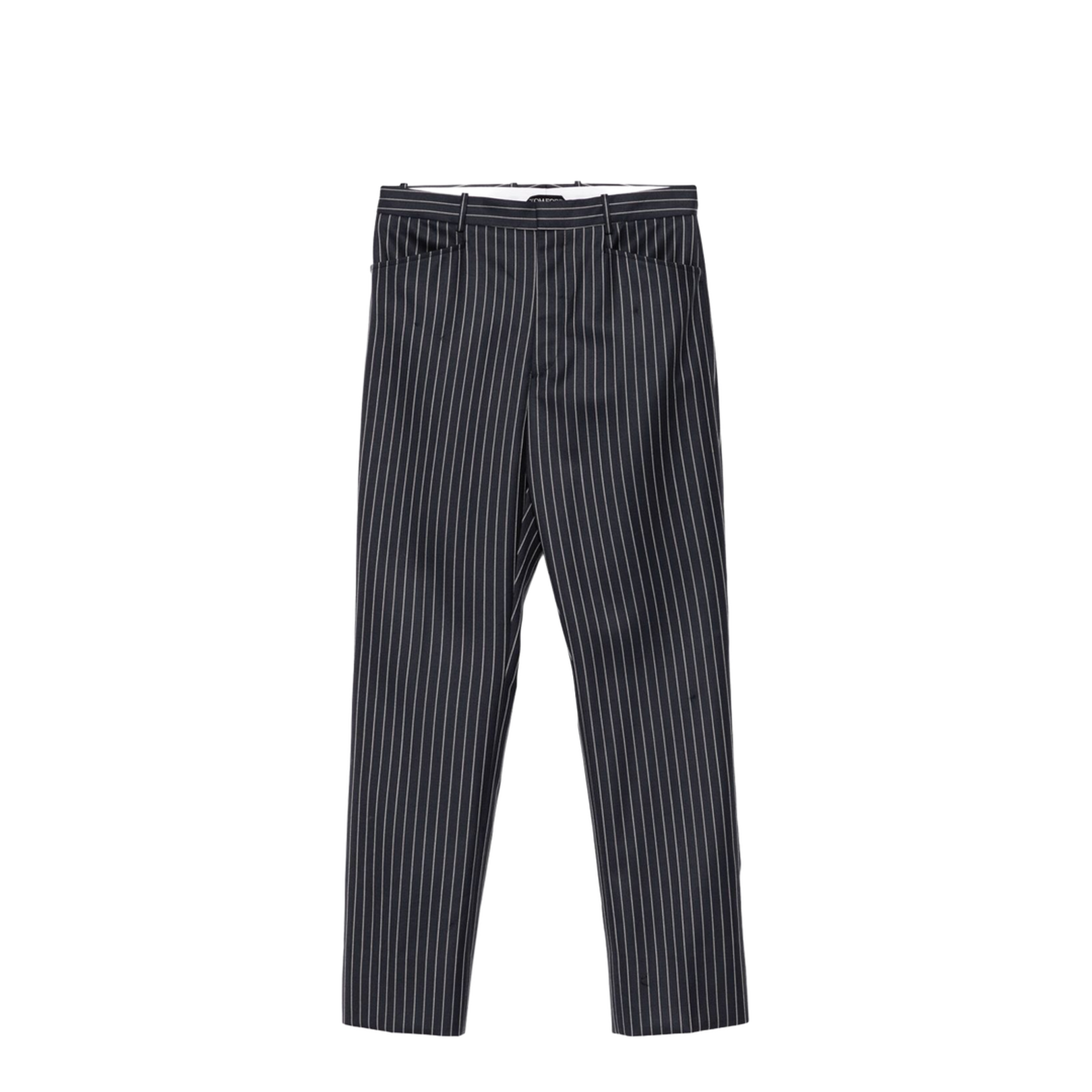 Striped Trousers Navy Wool Tailored Fit - Image 1