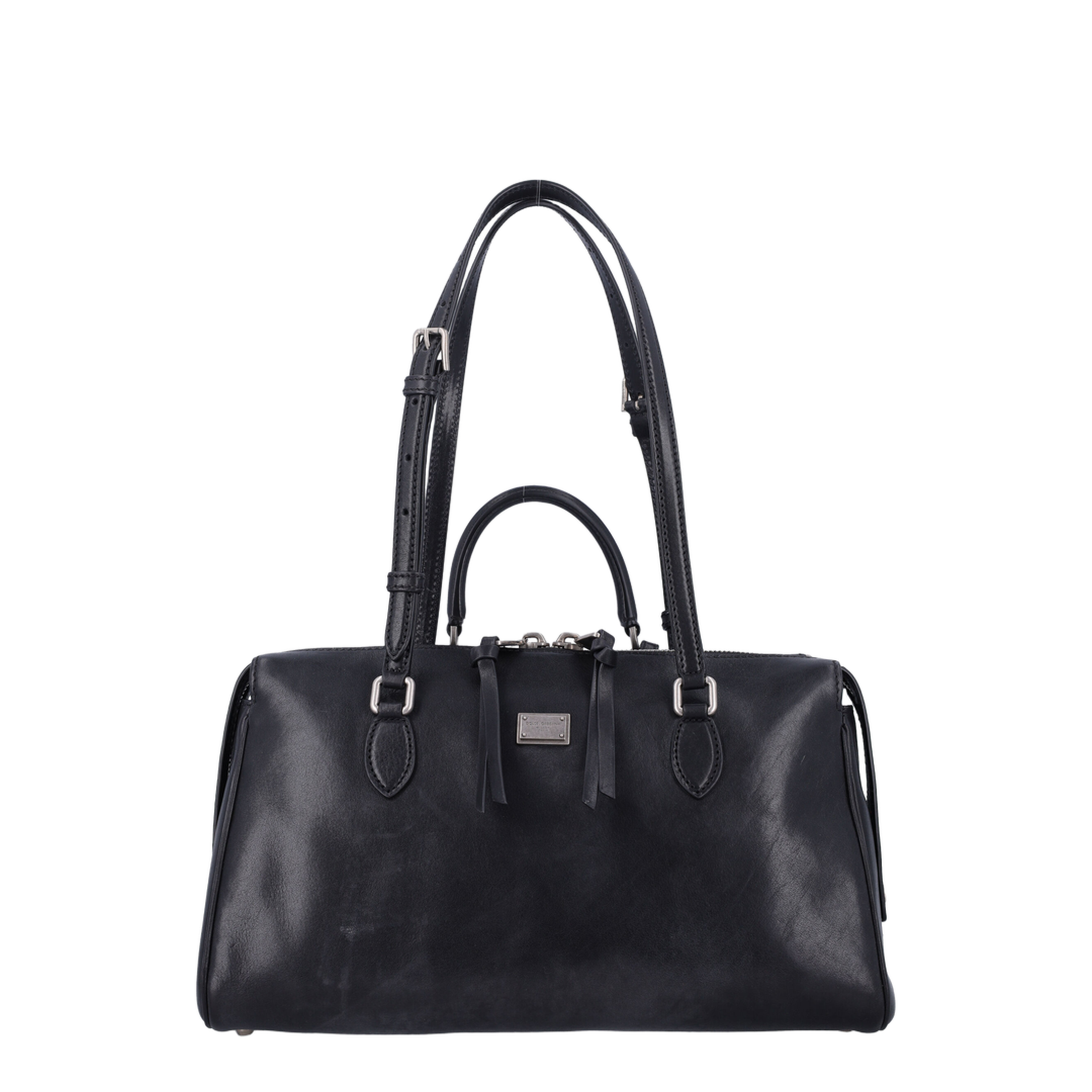 Vittoria Medium Calfskin Top Handle Bag - Black - Image 1