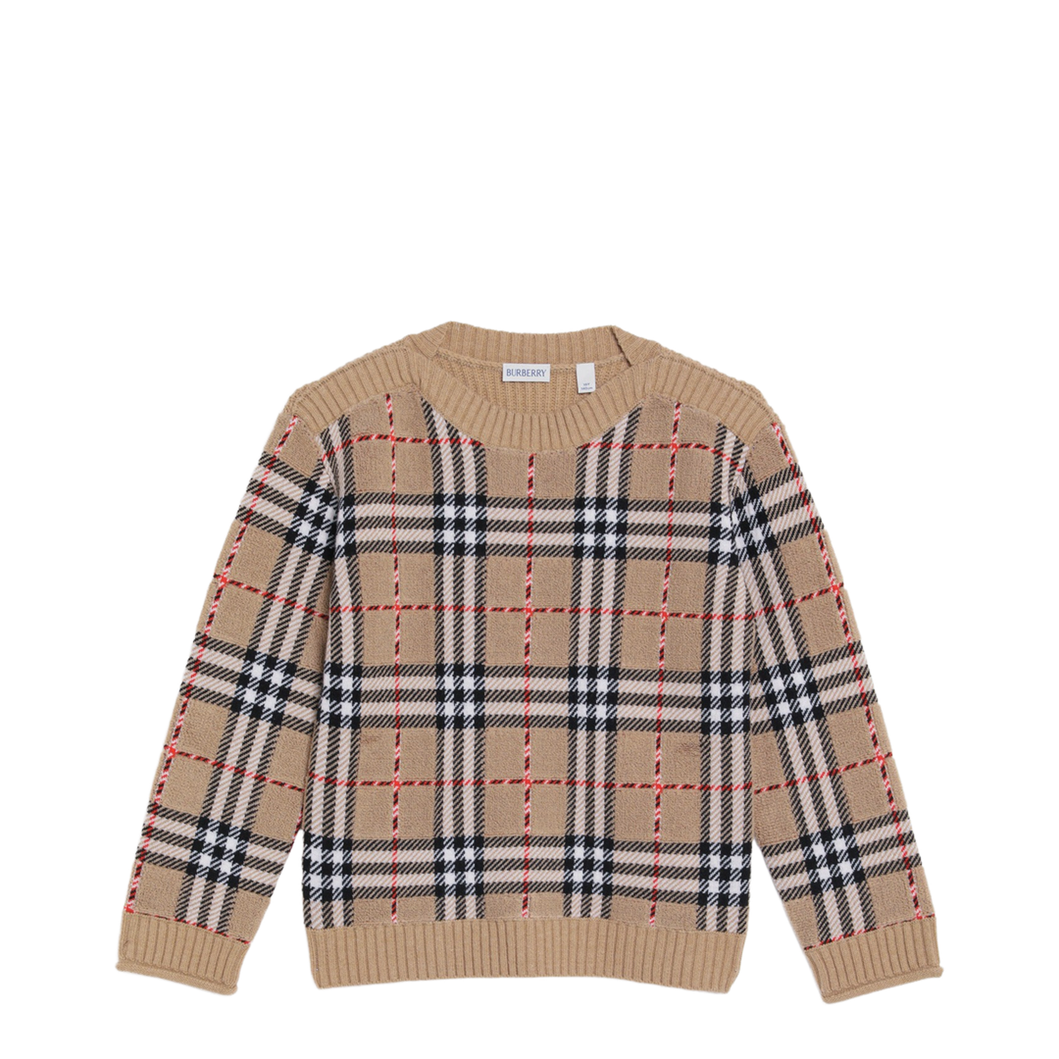 Beige Check Wool Pullover - Image 1
