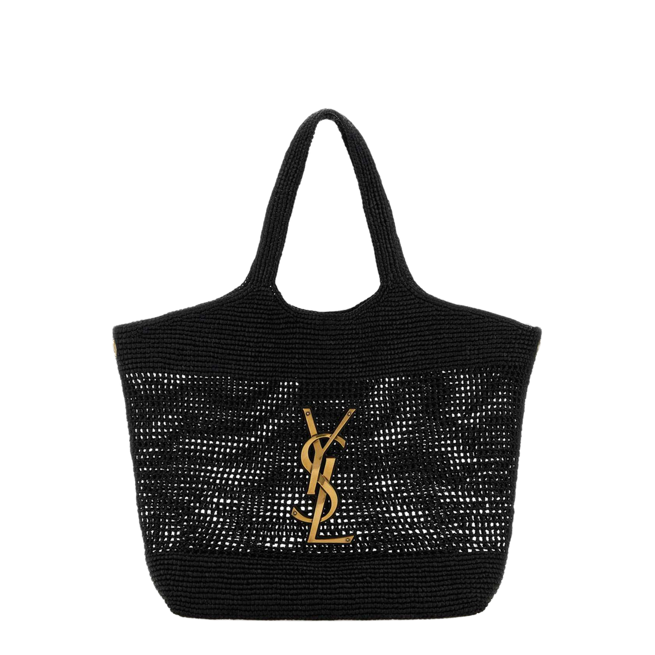 Icare Maxi Raffia Tote Bag - Black - Image 4