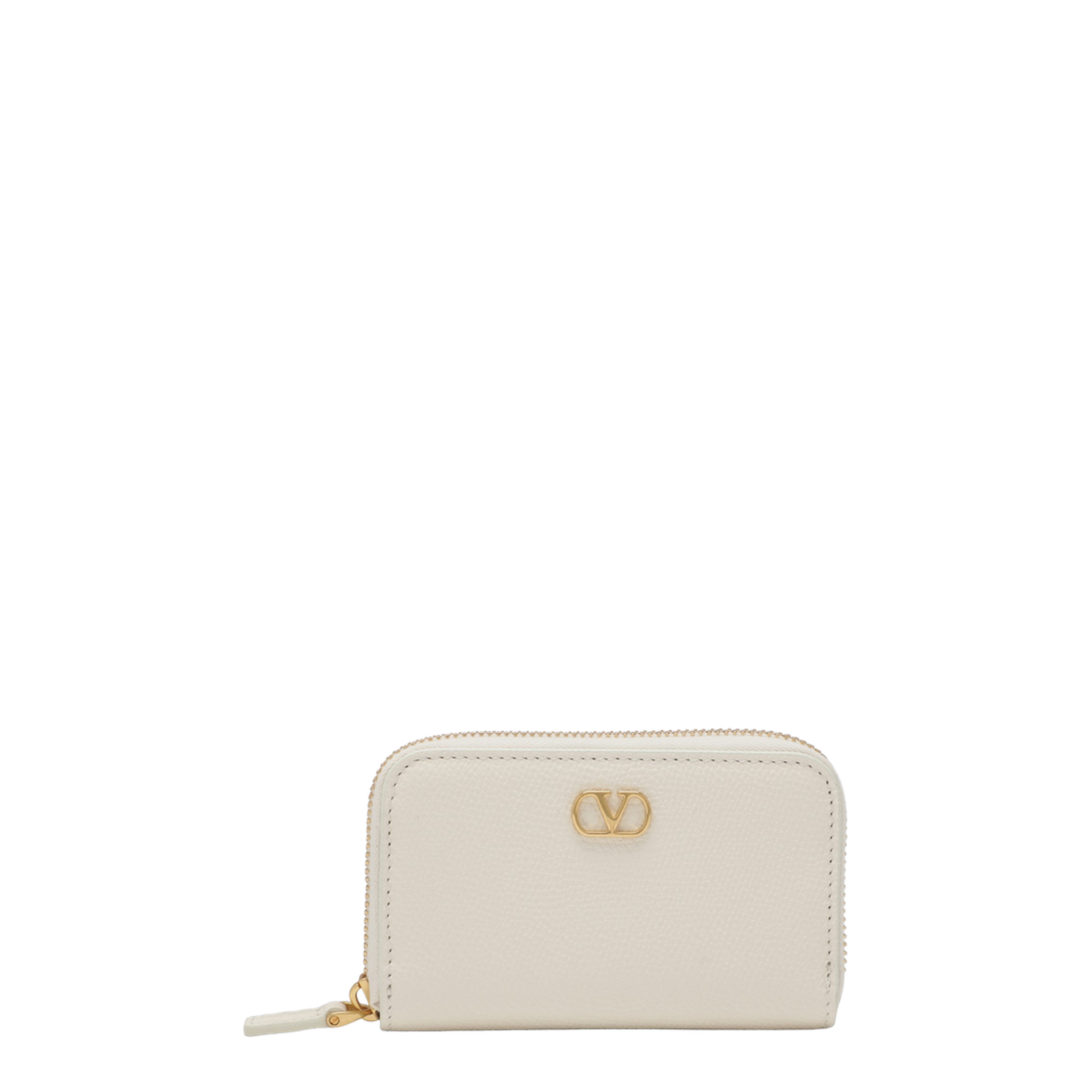 VLogo Signature Mini Zip-Around Wallet In Ivory (I16) - Image 1