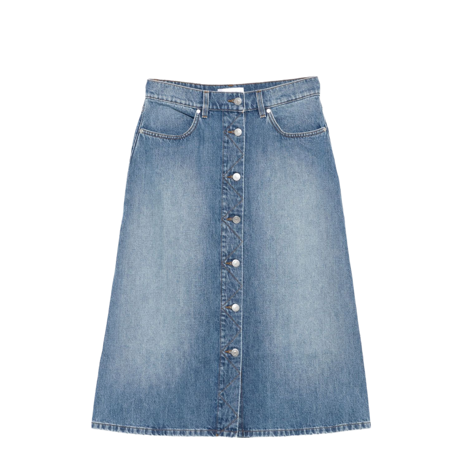 Denim Cotton Midi Skirt - Image 1