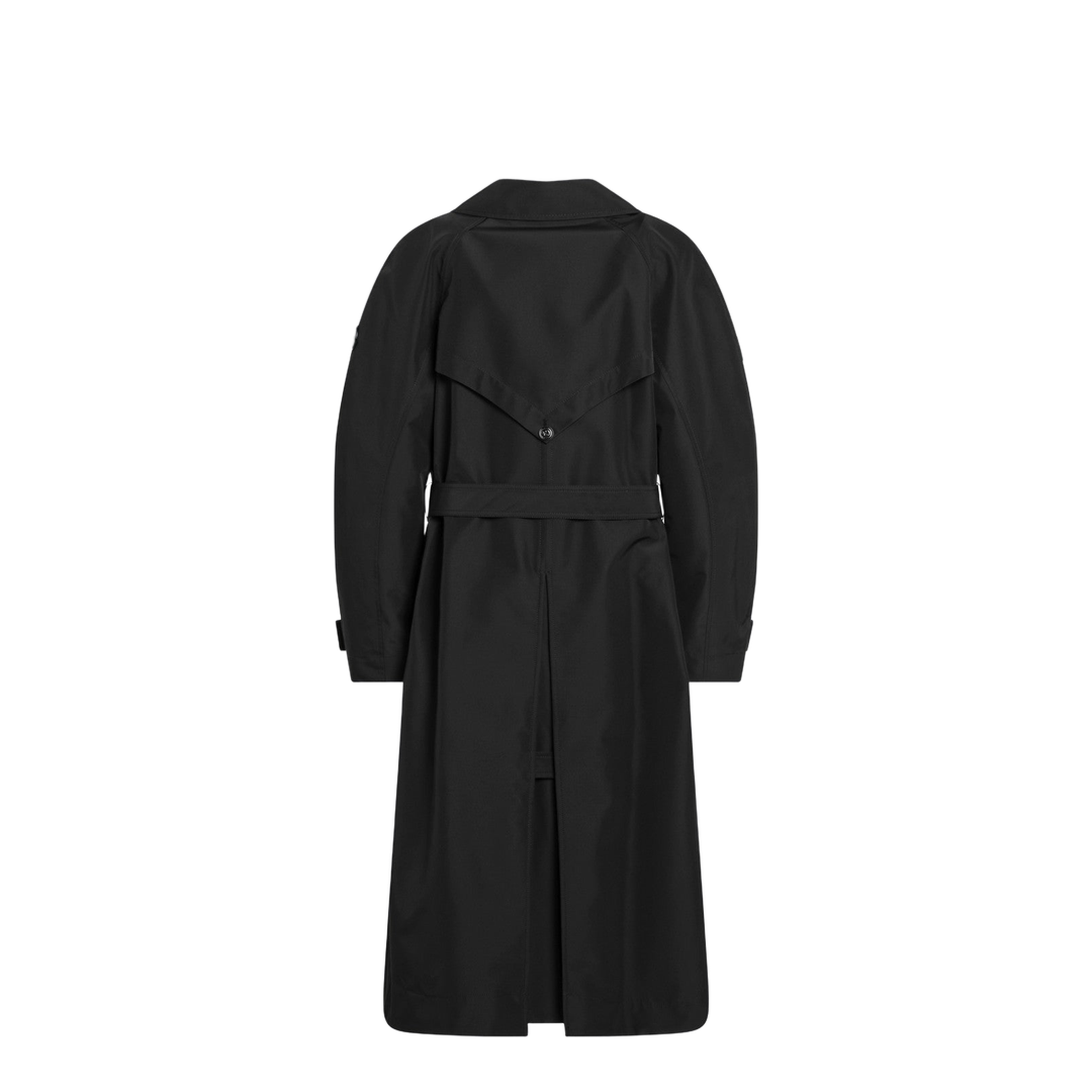 Black Double-Breasted Trench Coat with Belt - Image 2