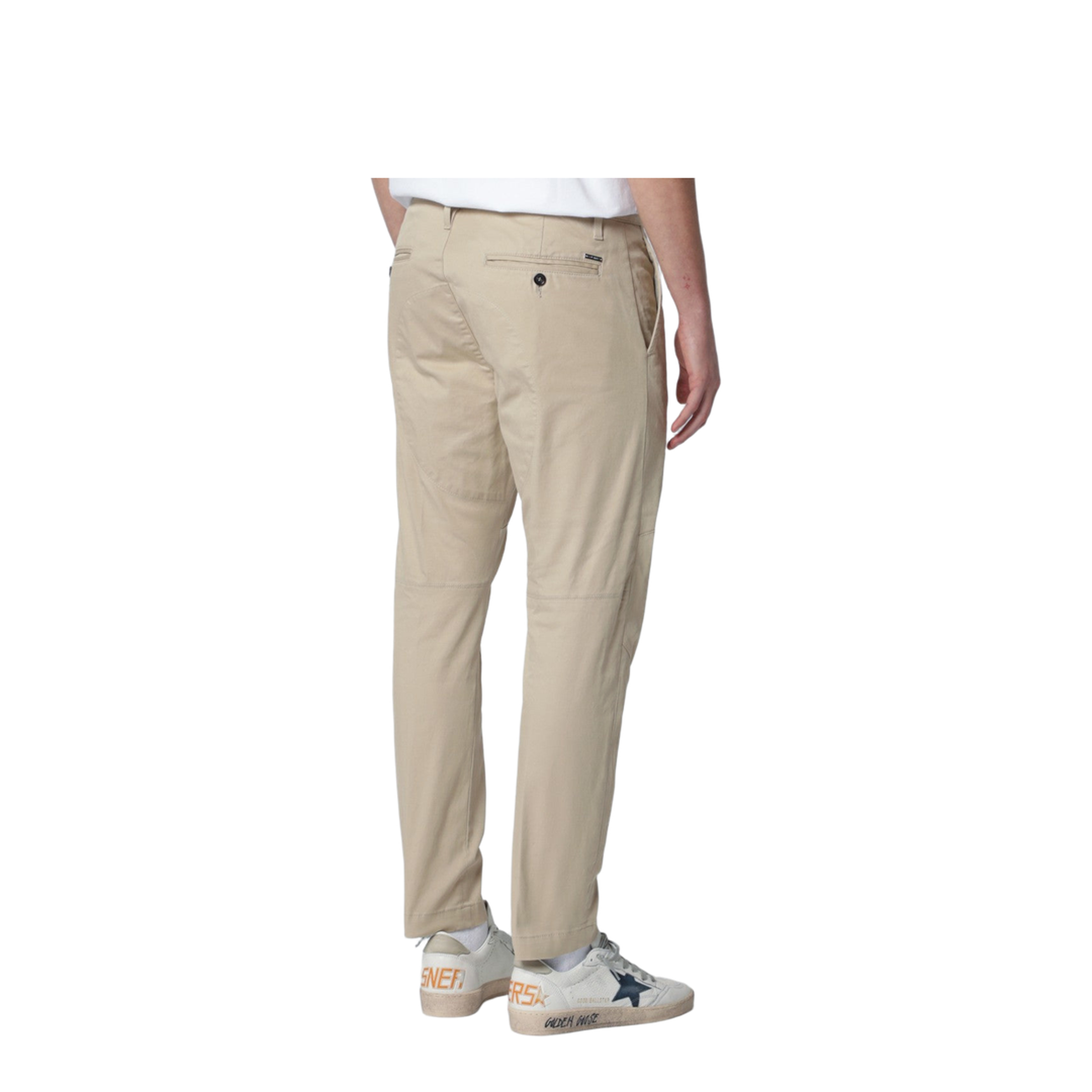 Beige Cotton-Blend Trousers - Image 2