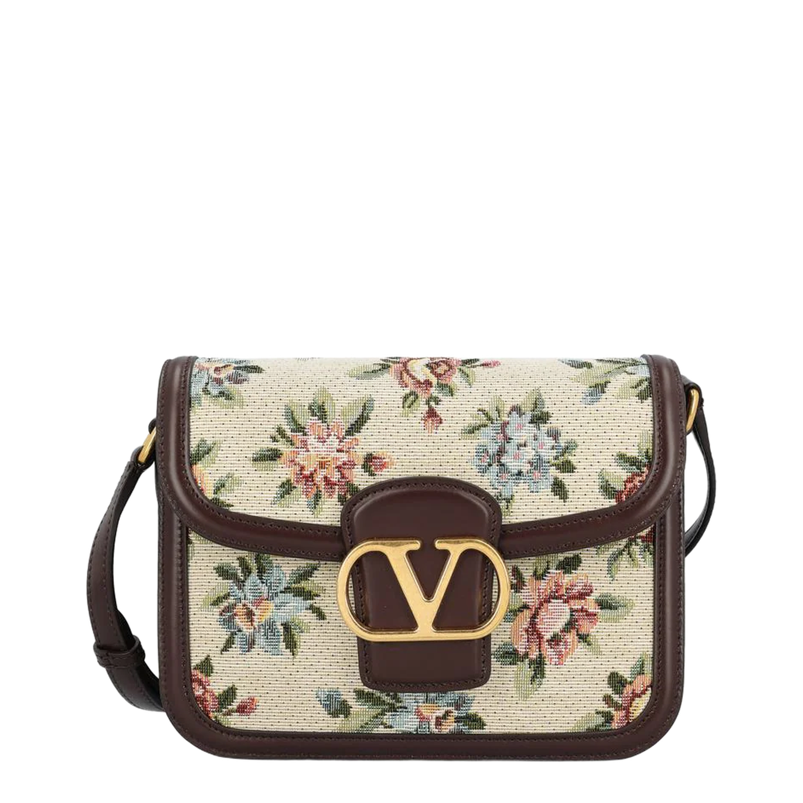Floral Pattern Leather Crossbody Bag - Image 1