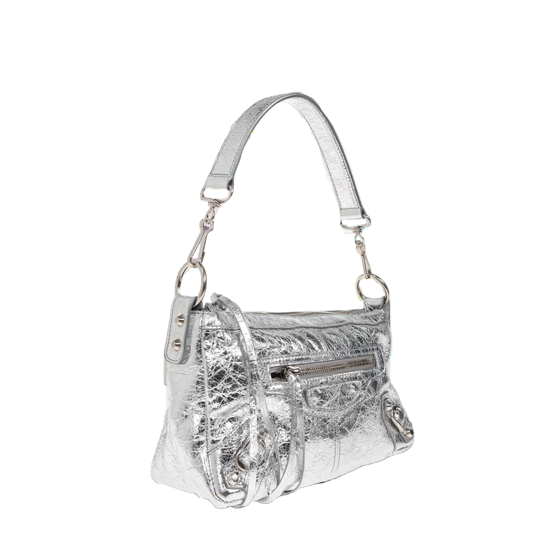 Le City Moto Mini Lambskin Shoulder Bag - Silver - Image 4