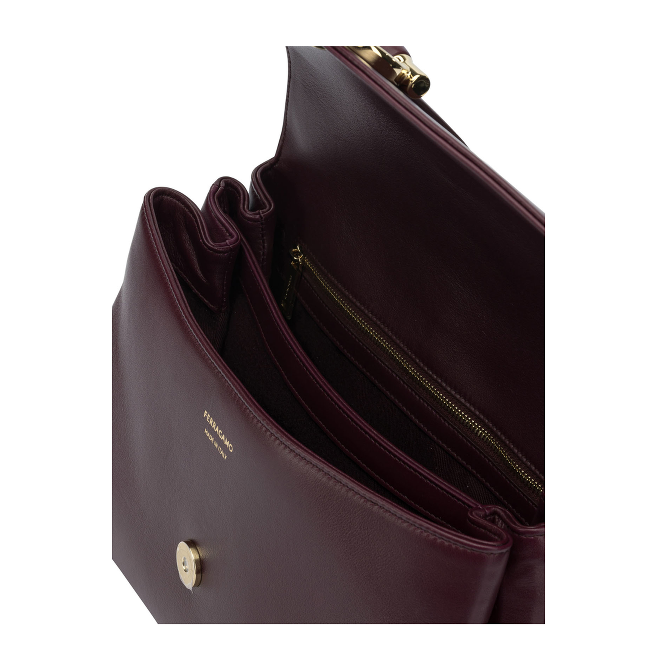 Gancini Soft Medium Calfskin Handbag - Claret - Image 4