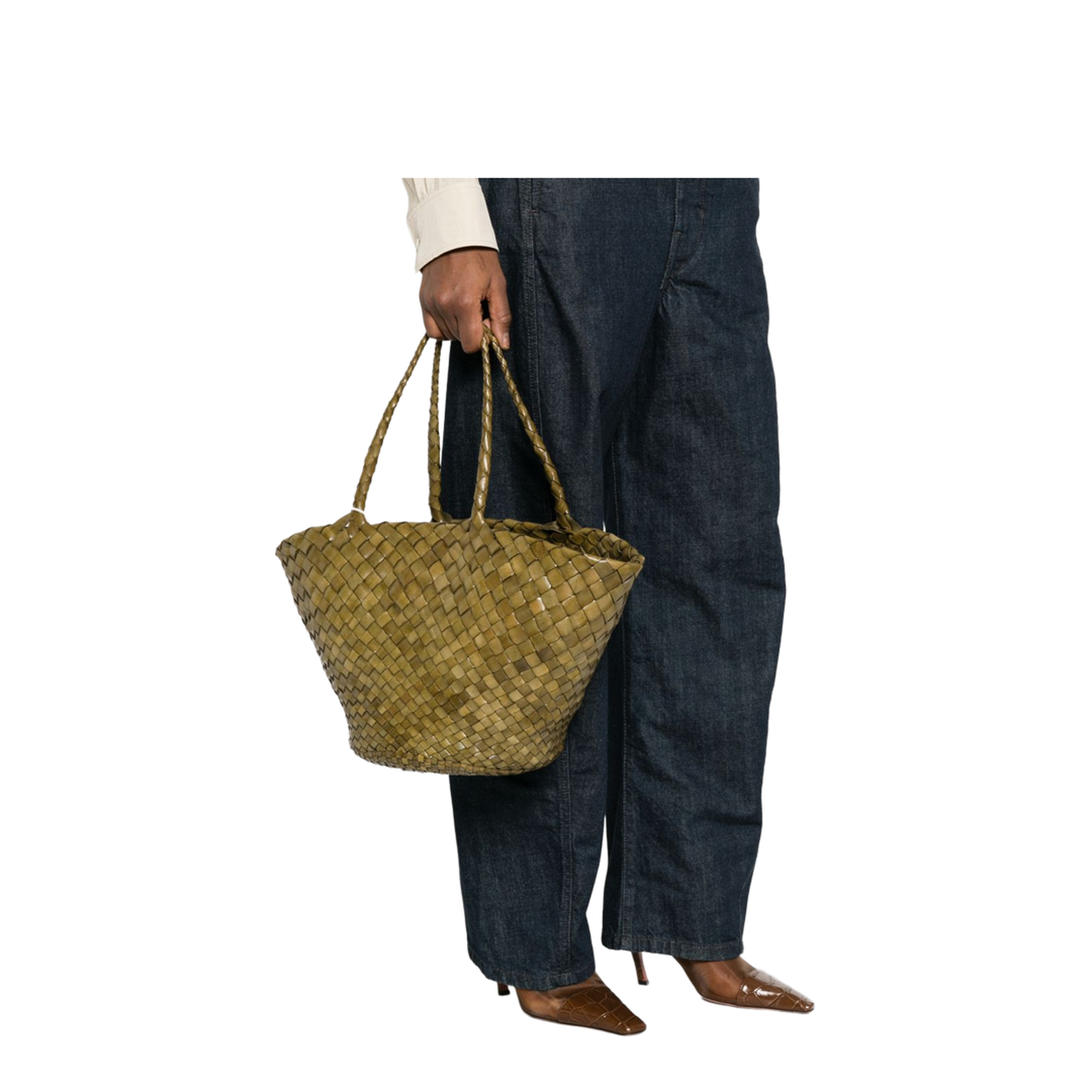 Egola Buffalo Leather Tote Bag - Kaki - Image 3