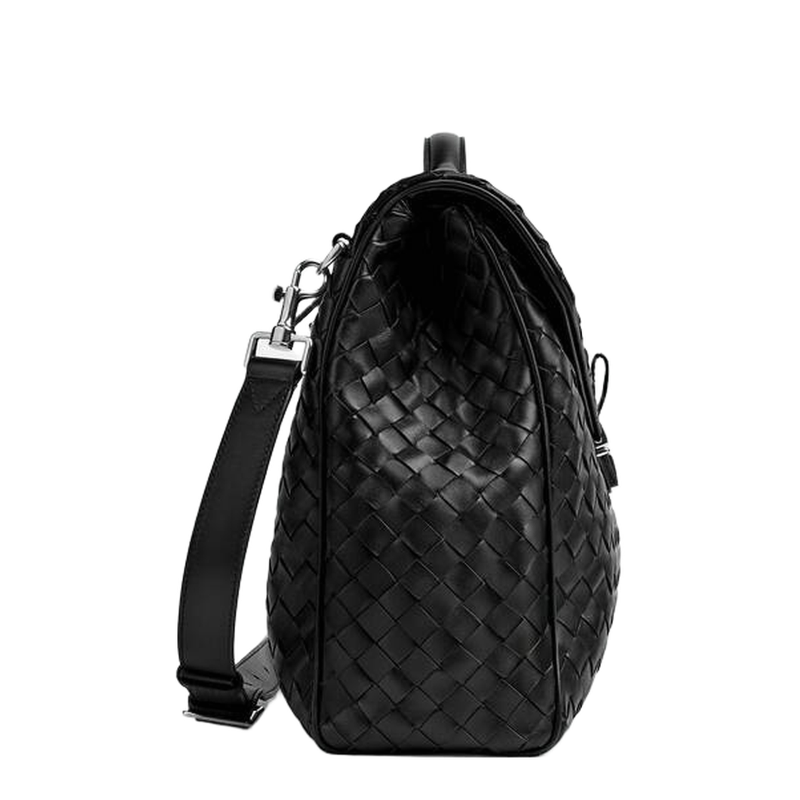 Archivist Intrecciato Leather Briefcase in Black Calfskin - Image 3