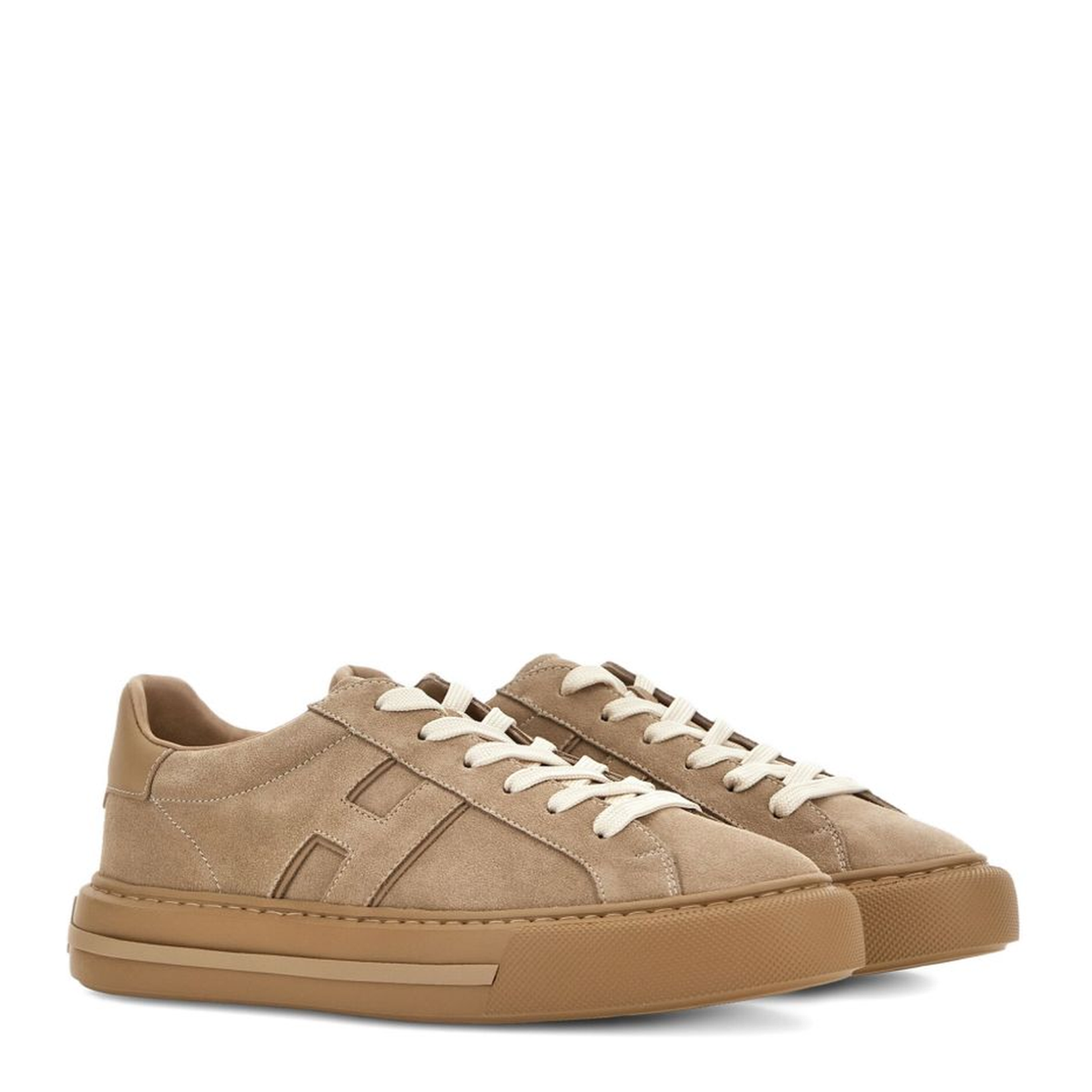 Beige Front Lace-Up Fastening Sneakers - Image 2