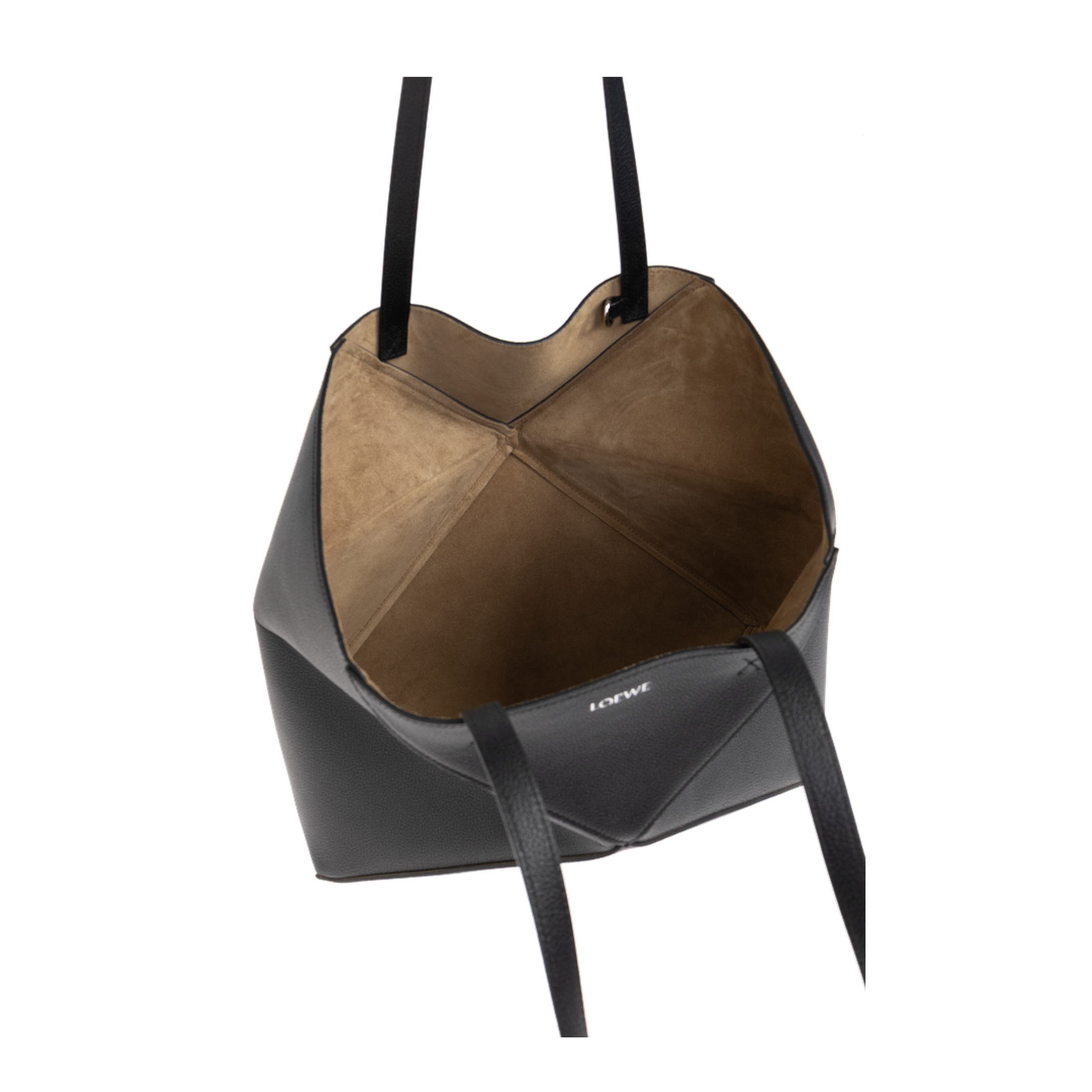 Puzzle Fold Medium Soft Grained Calfskin Tote - Black - Image 5