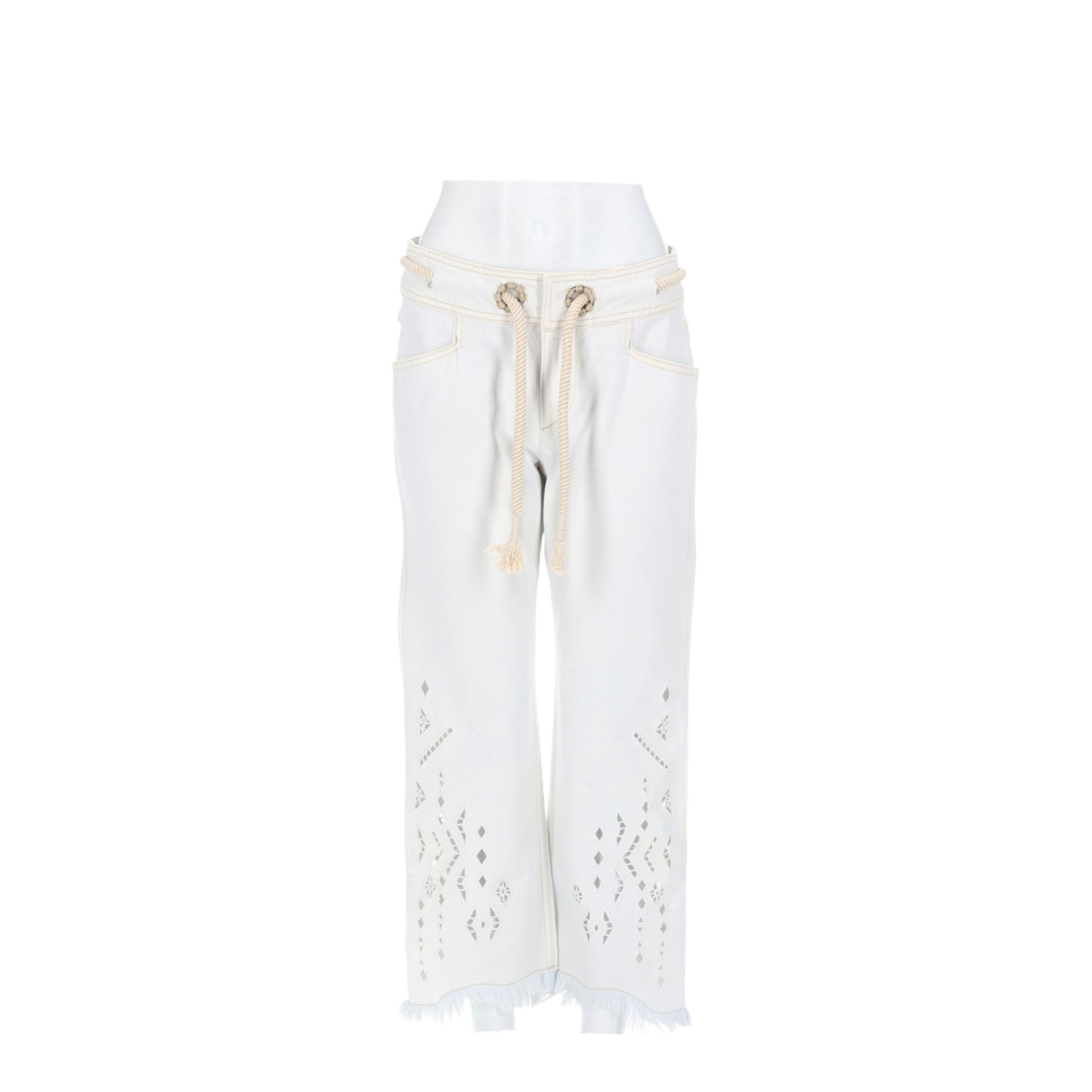 Alison Kick Flare Cropped Jeans In White Cotton - Image 1
