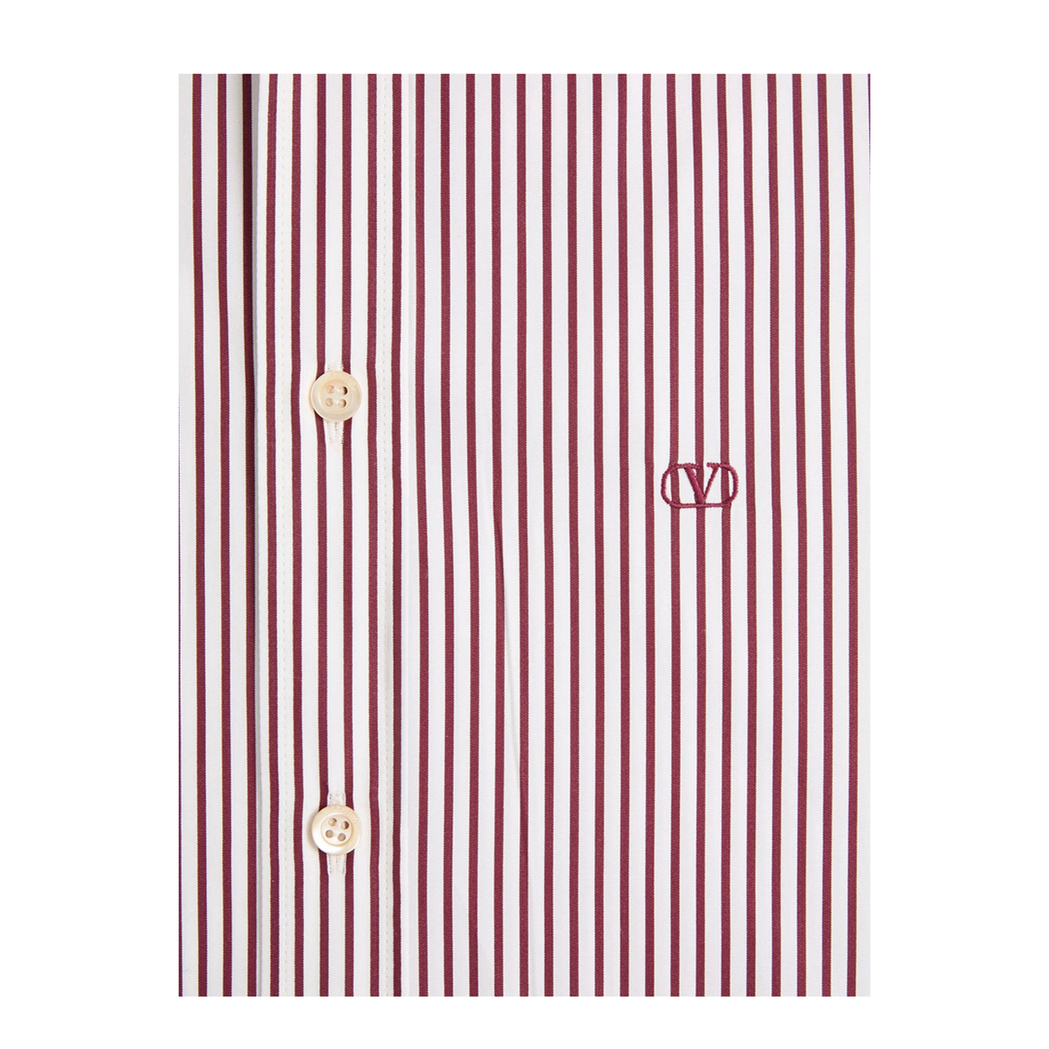 Cotton Poplin Striped Shirt with Vlogo Embroidery - Image 6