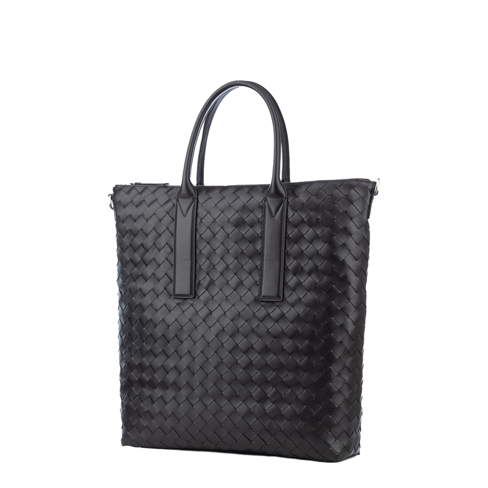 Intrecciato Leather Tote Bags - Black - Image 2