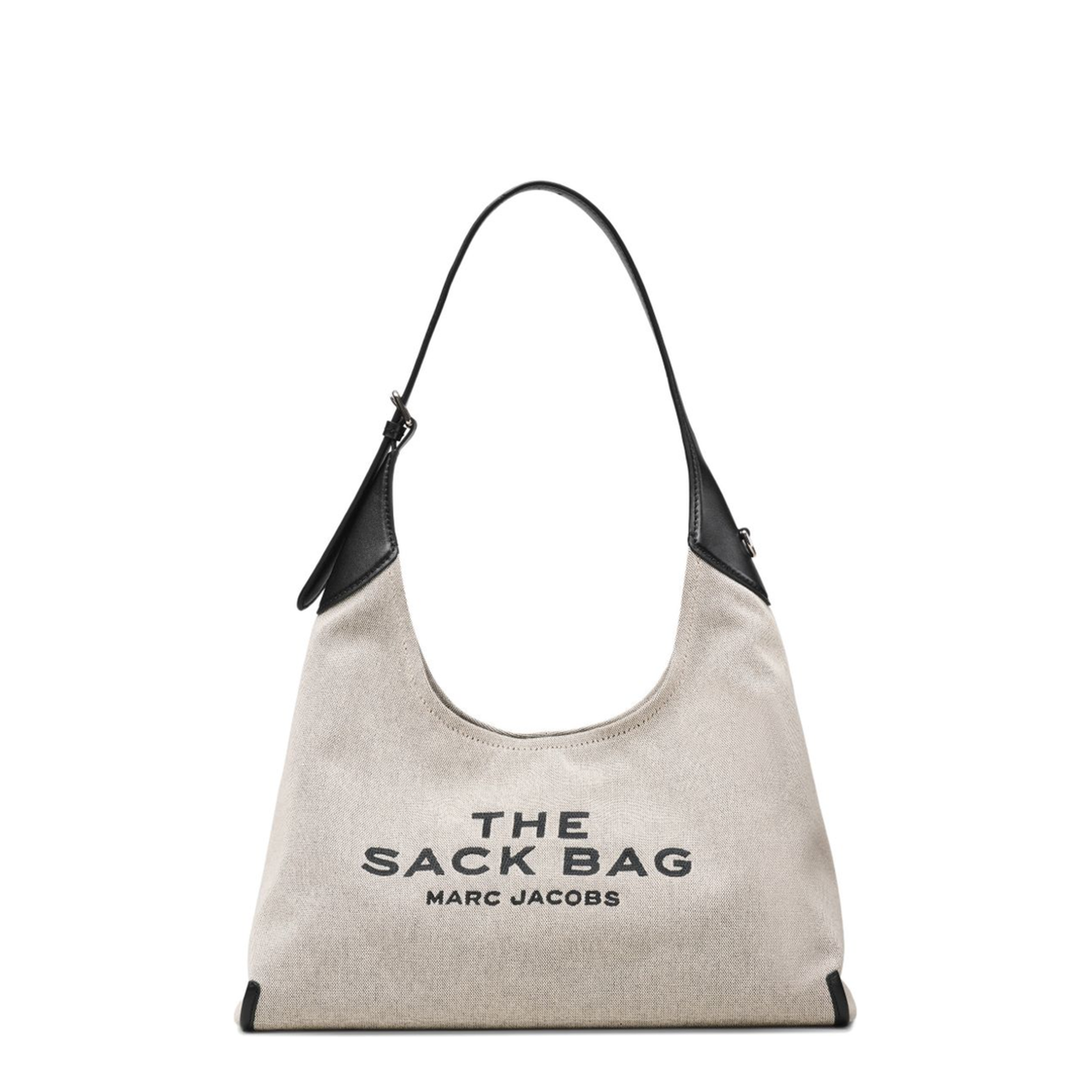 The Sack Bag Canvas Shoulder Bag - Ivory/Black - Image 1
