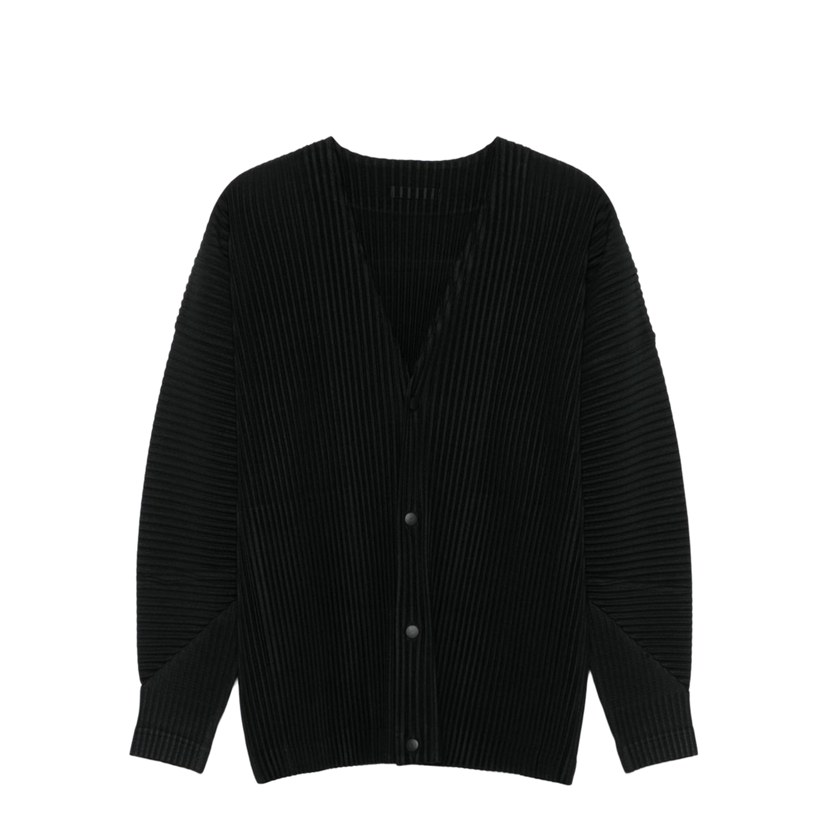Black Plissé Effect Long Sleeve Shirt - Image 1