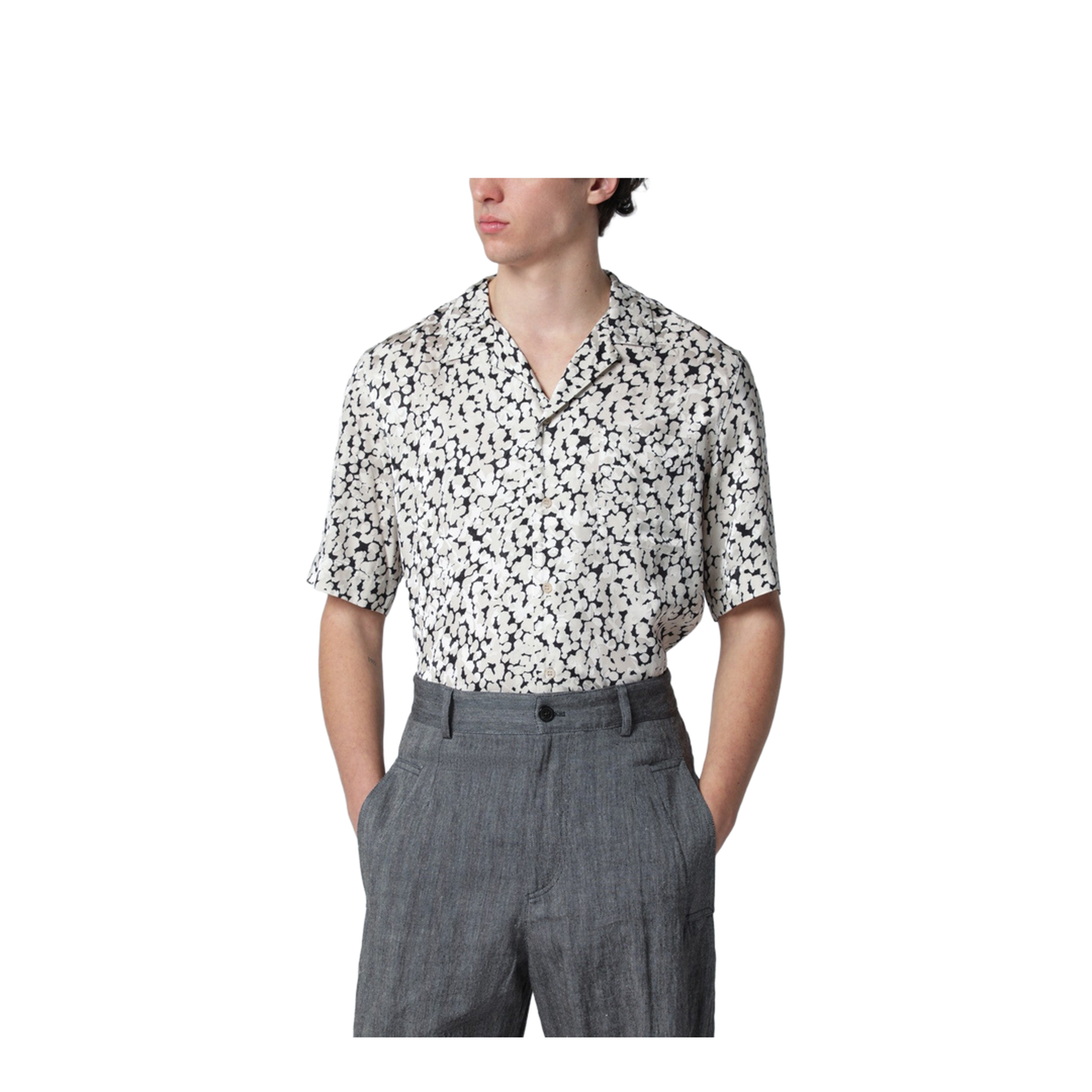 Viscose Shirt with Black/Ecru Pattern - Image 1