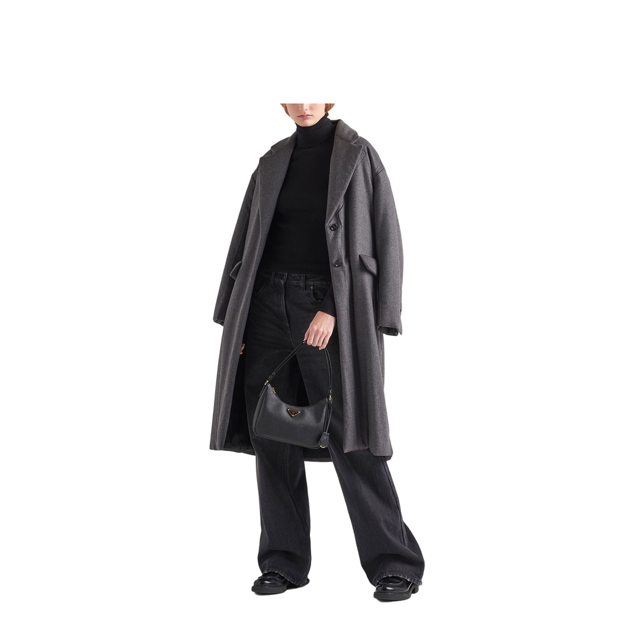 Re-Edition Saffiano Leather Shoulder Bag - Black - Image 4