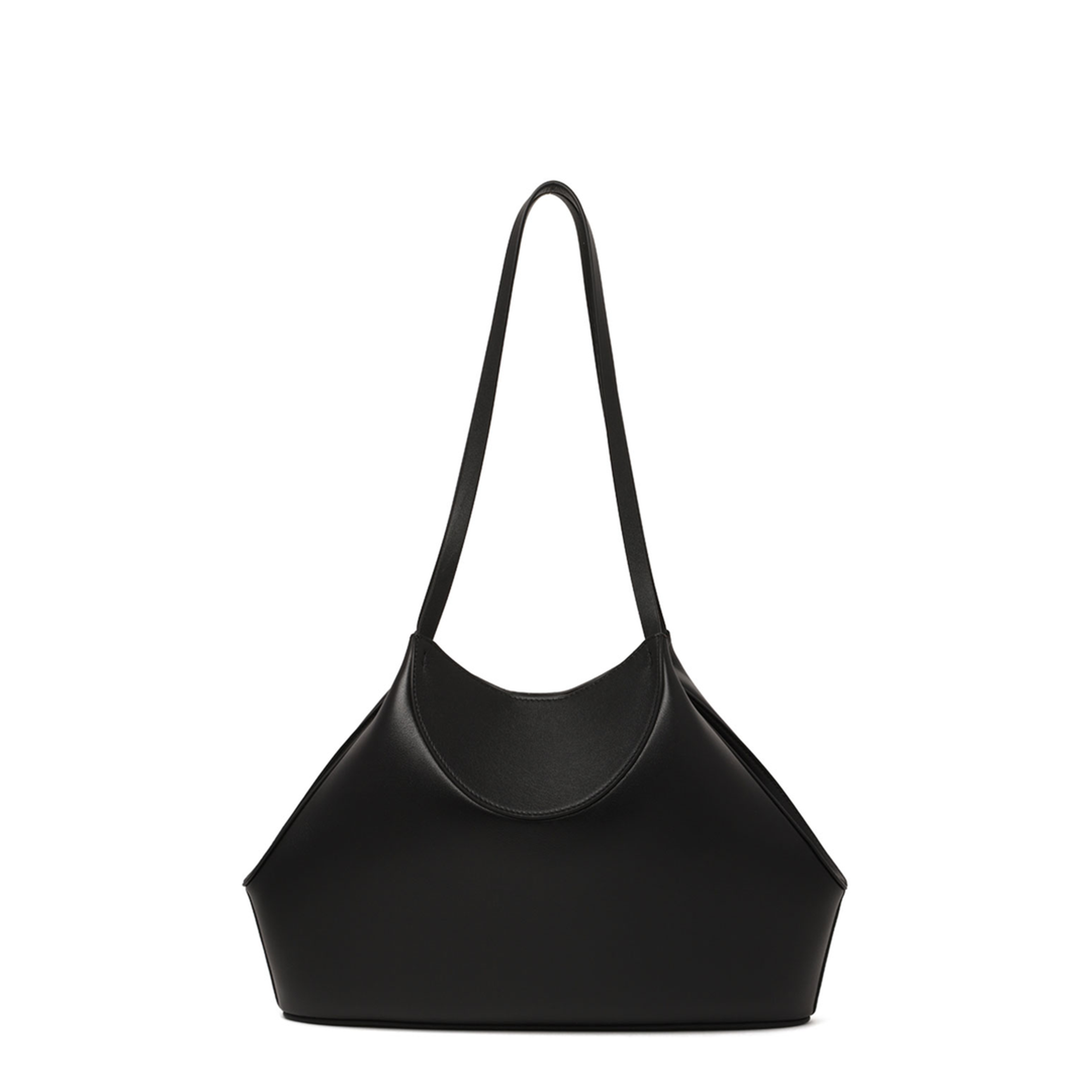 Facet Small Grained Leather Tote Bag - Black - Image 2