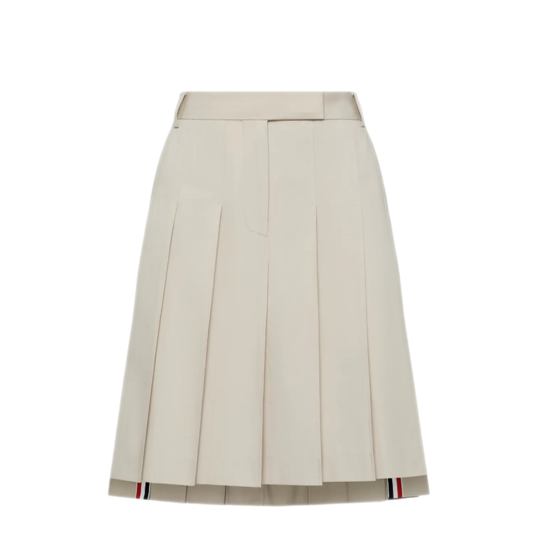 Bermuda Length Front Fly Pleated Skirt with GG Details in Wrinkle Free Cotton Suiting - Image 1