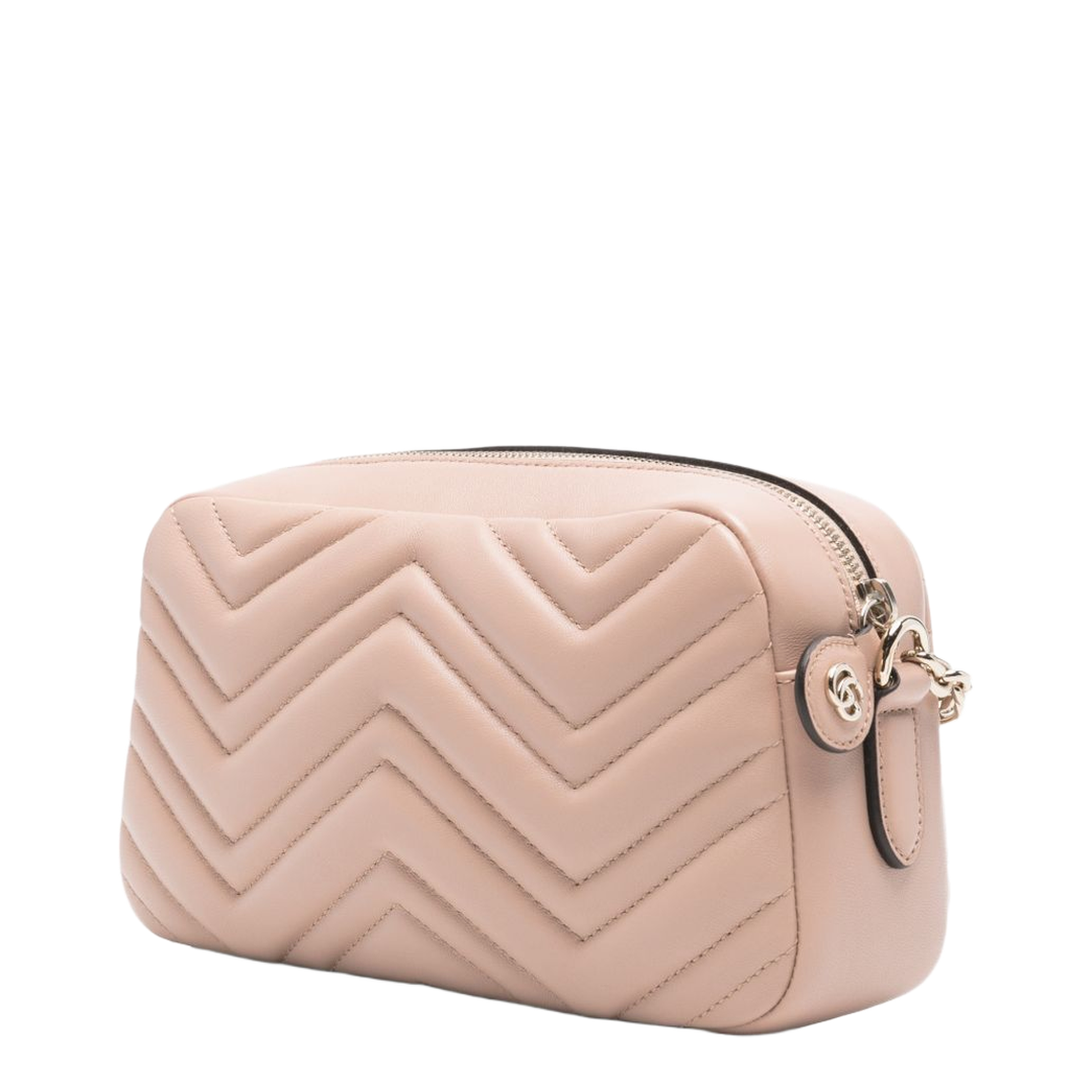 Small Camera Bag in Pink Beige Leather - Image 3