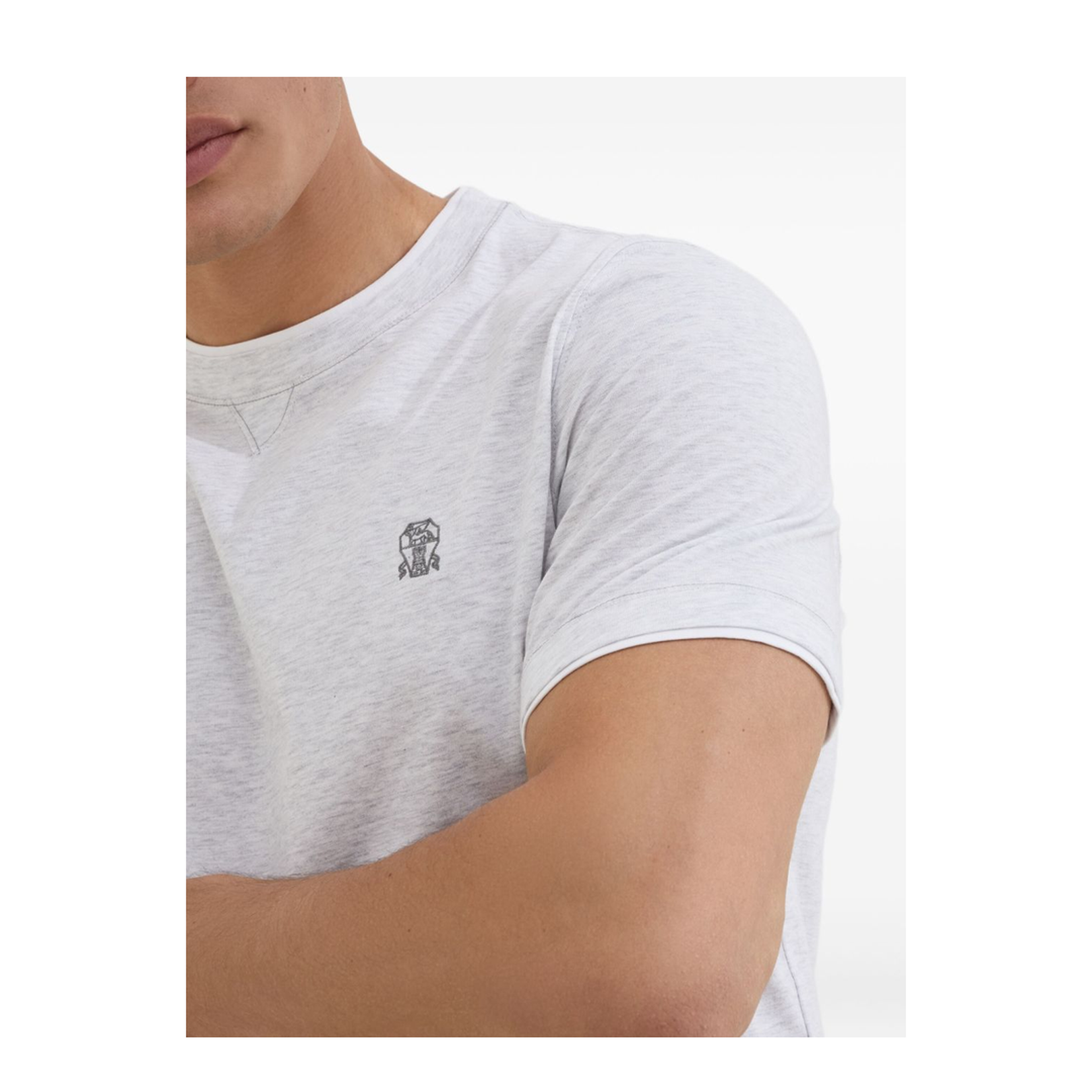 T-Shirt with Faux-Layering in Pearl Grey - Image 3