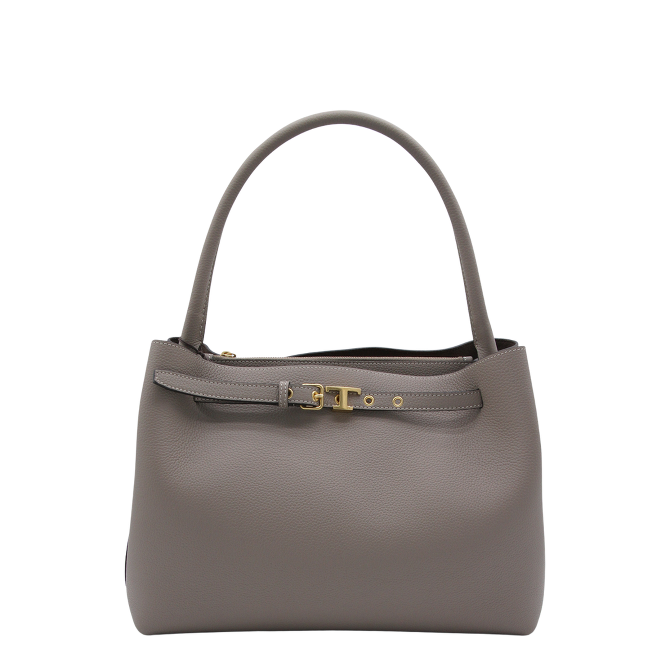 T Timeless Small Calf Leather Tote Bag - Beige Taupe - Image 2