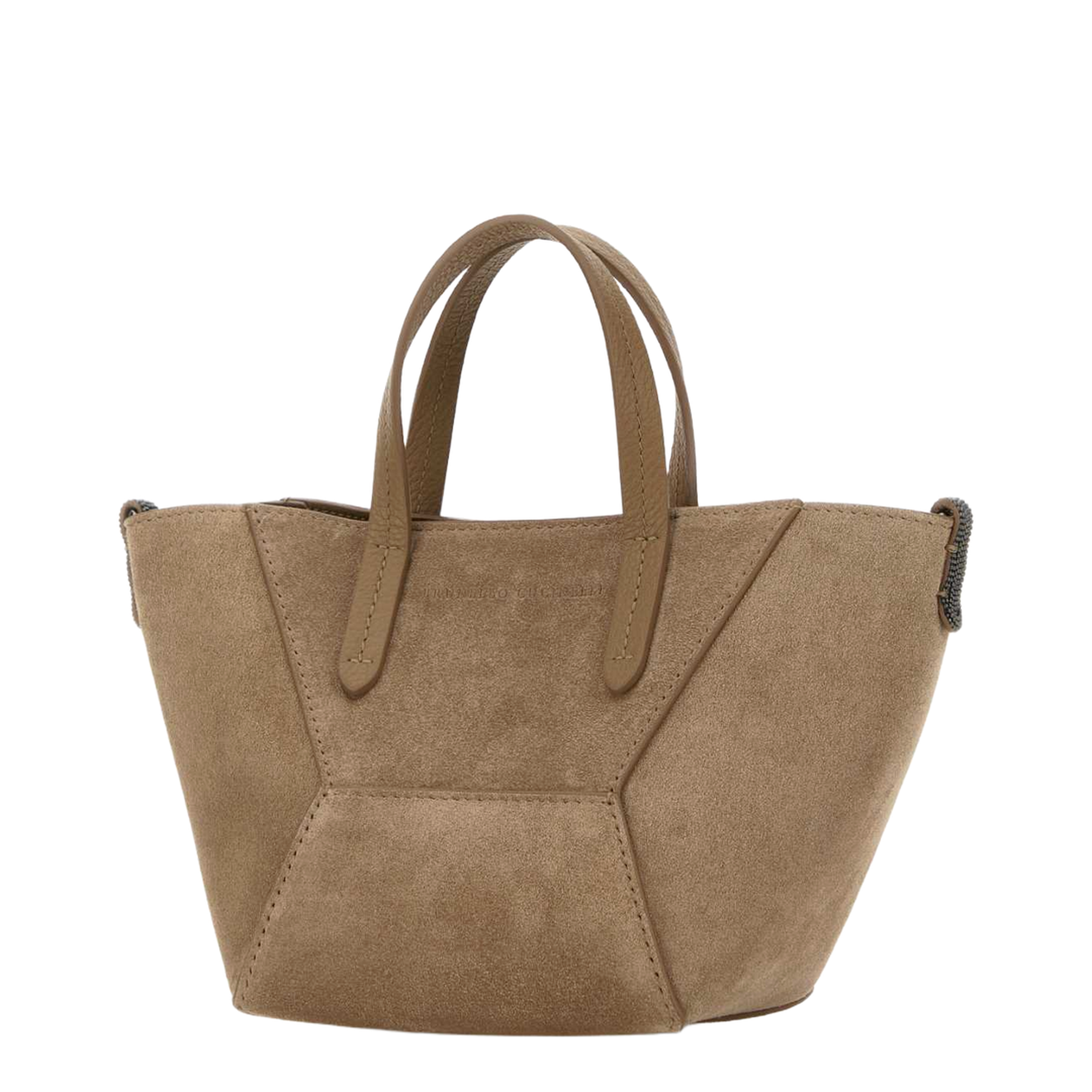 BC Duo Mini Suede Leather Handbag - Biscuit - Image 2