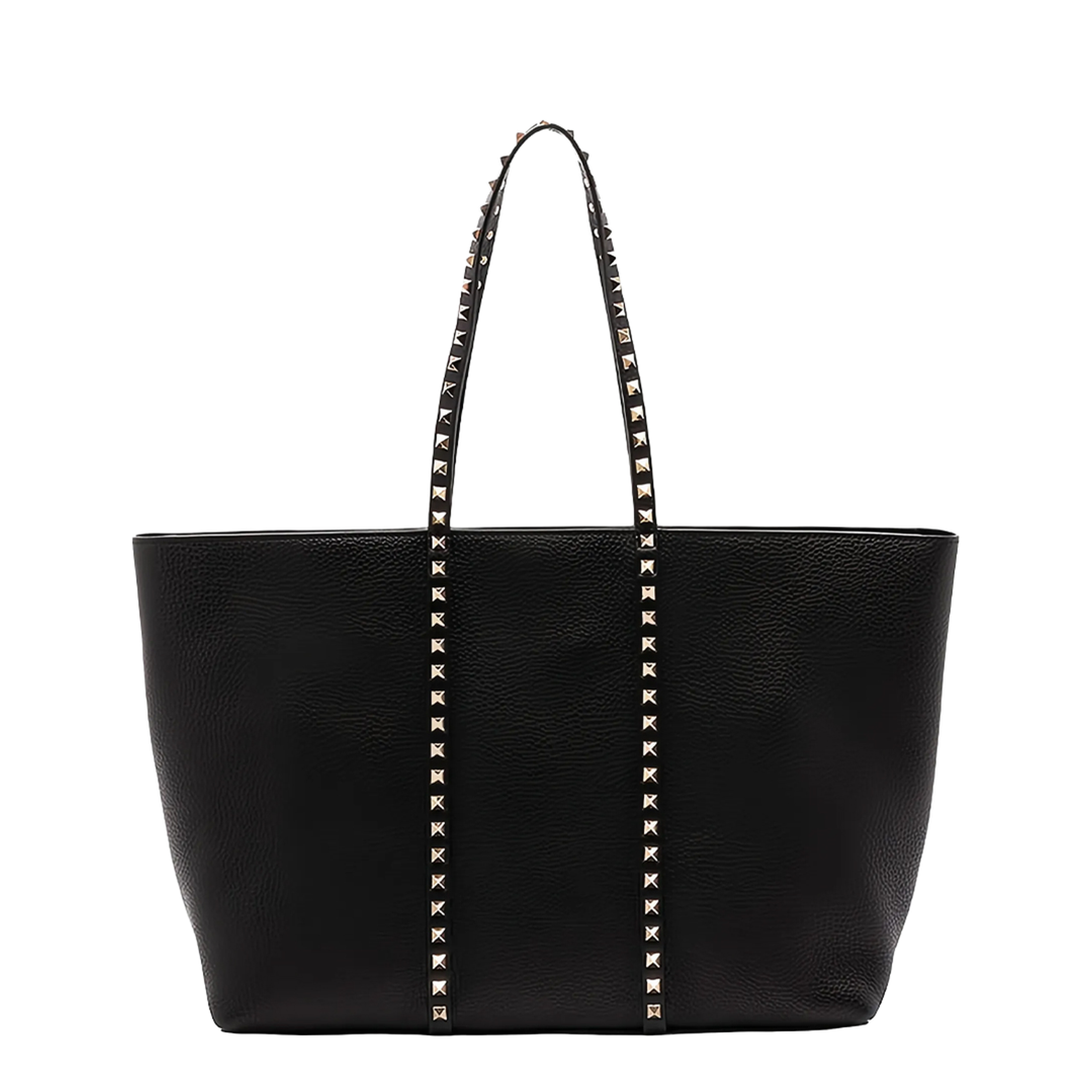 Rockstud Grainy Calfskin Shopping Bag - Black - Image 3