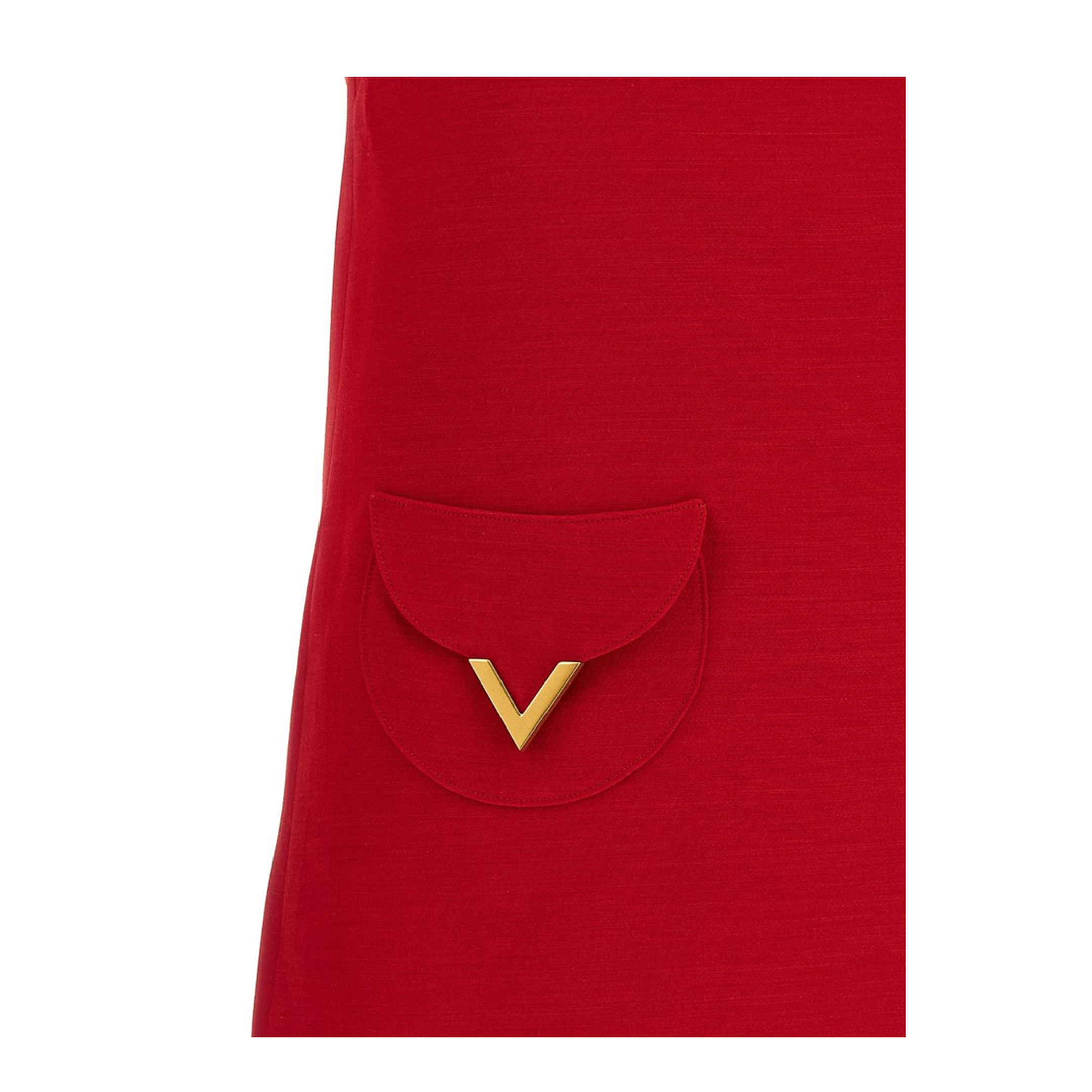 VLogo Wool and Silk Mini Dress - Red - Image 4