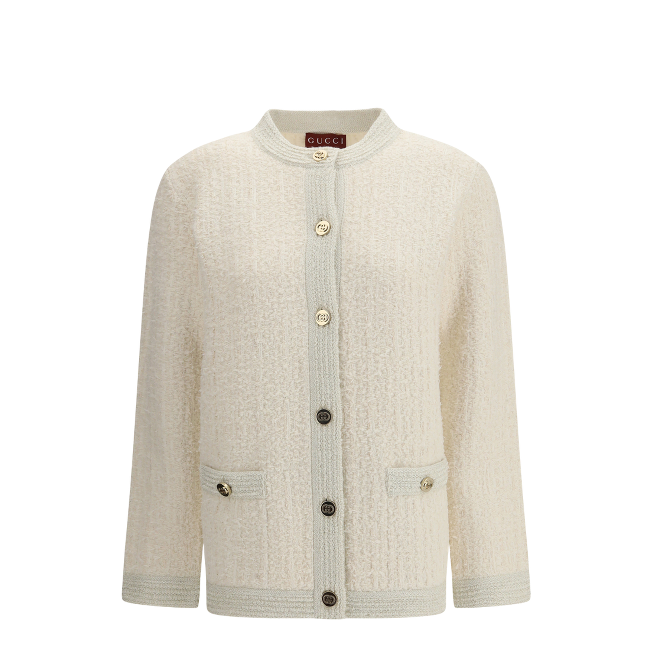 Bouclé Lamé Wool Cardigan - Image 1