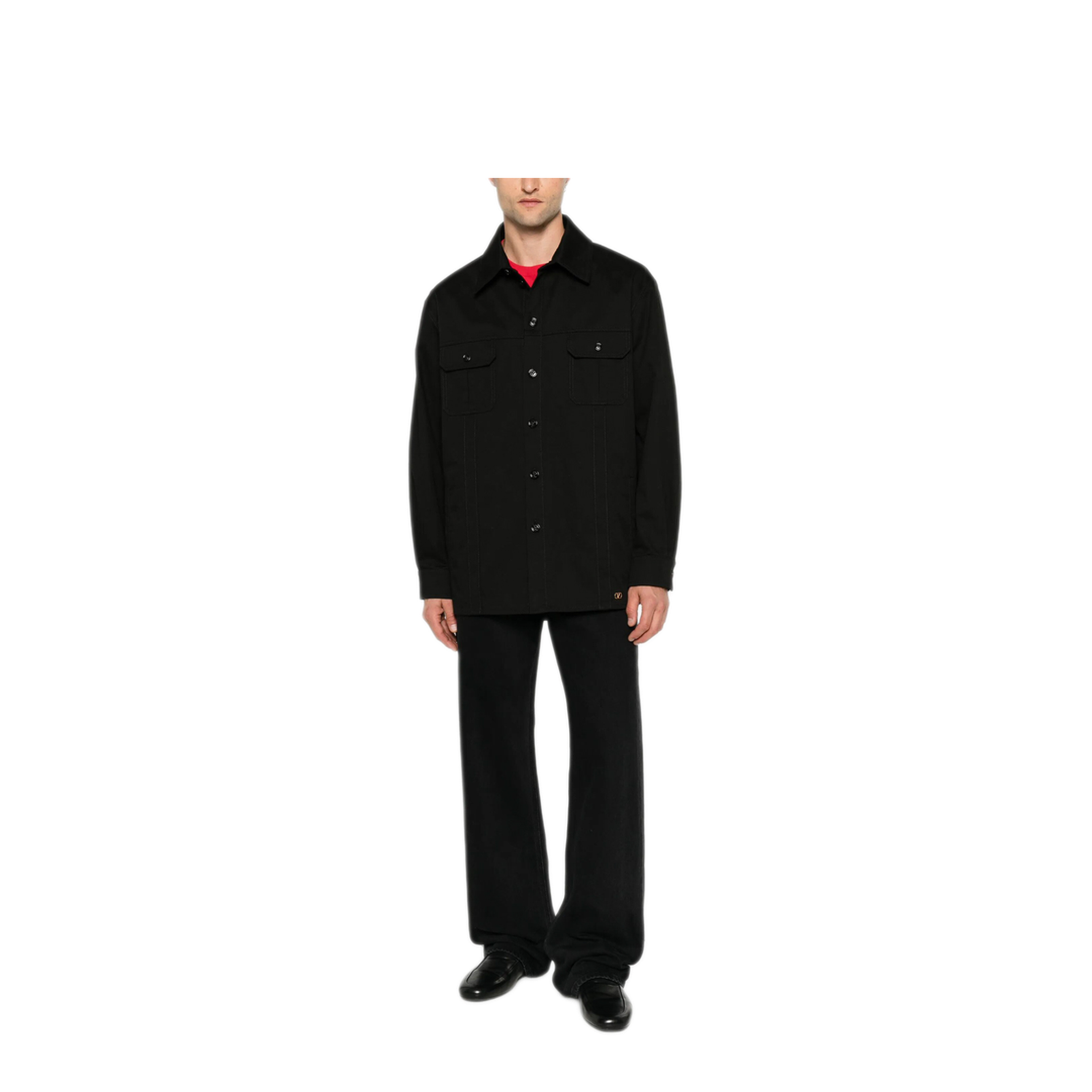 Cotton Gabardine Shirt Jacket with Vlogo - Image 2