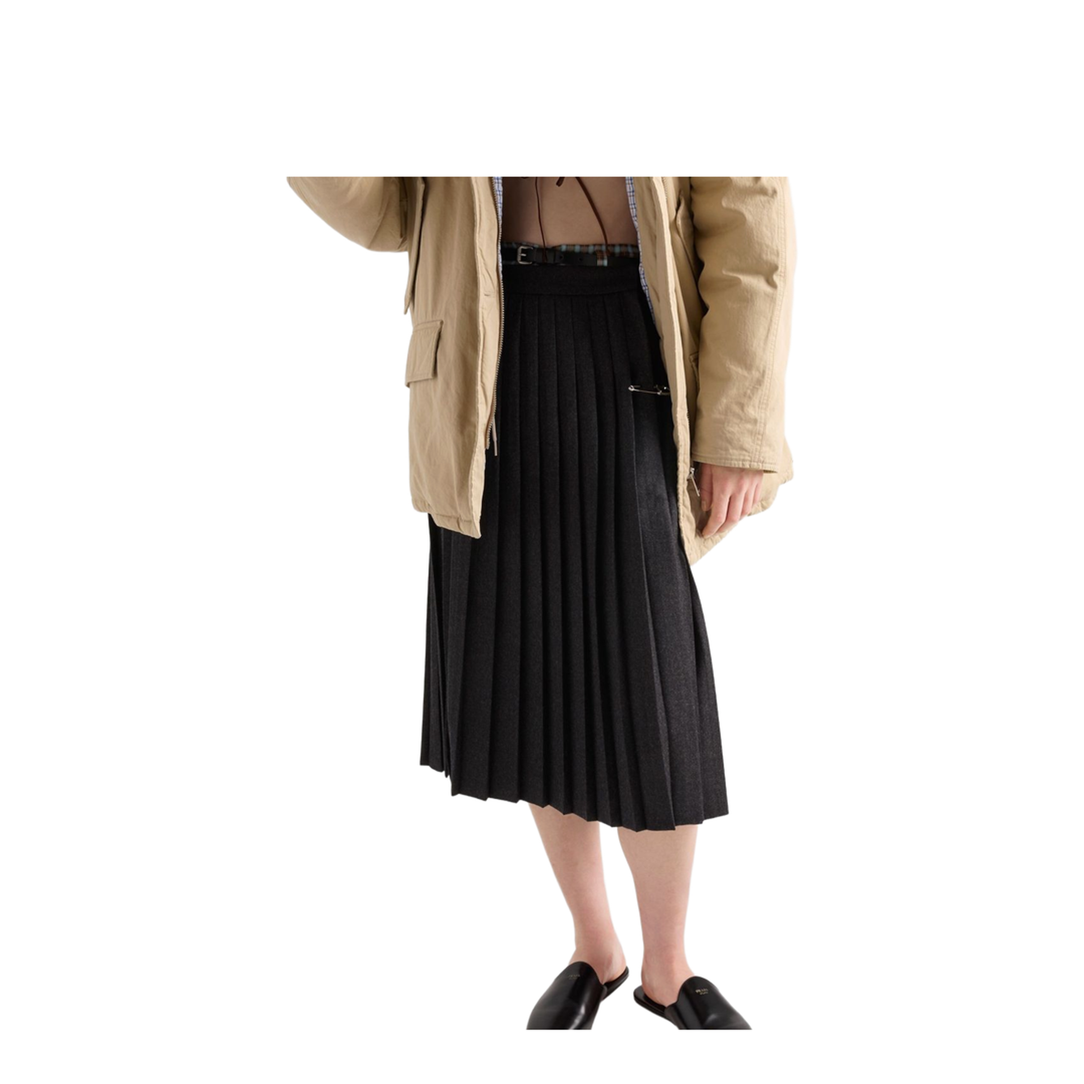 Pleated Wool Flannel Skirt - Image 5