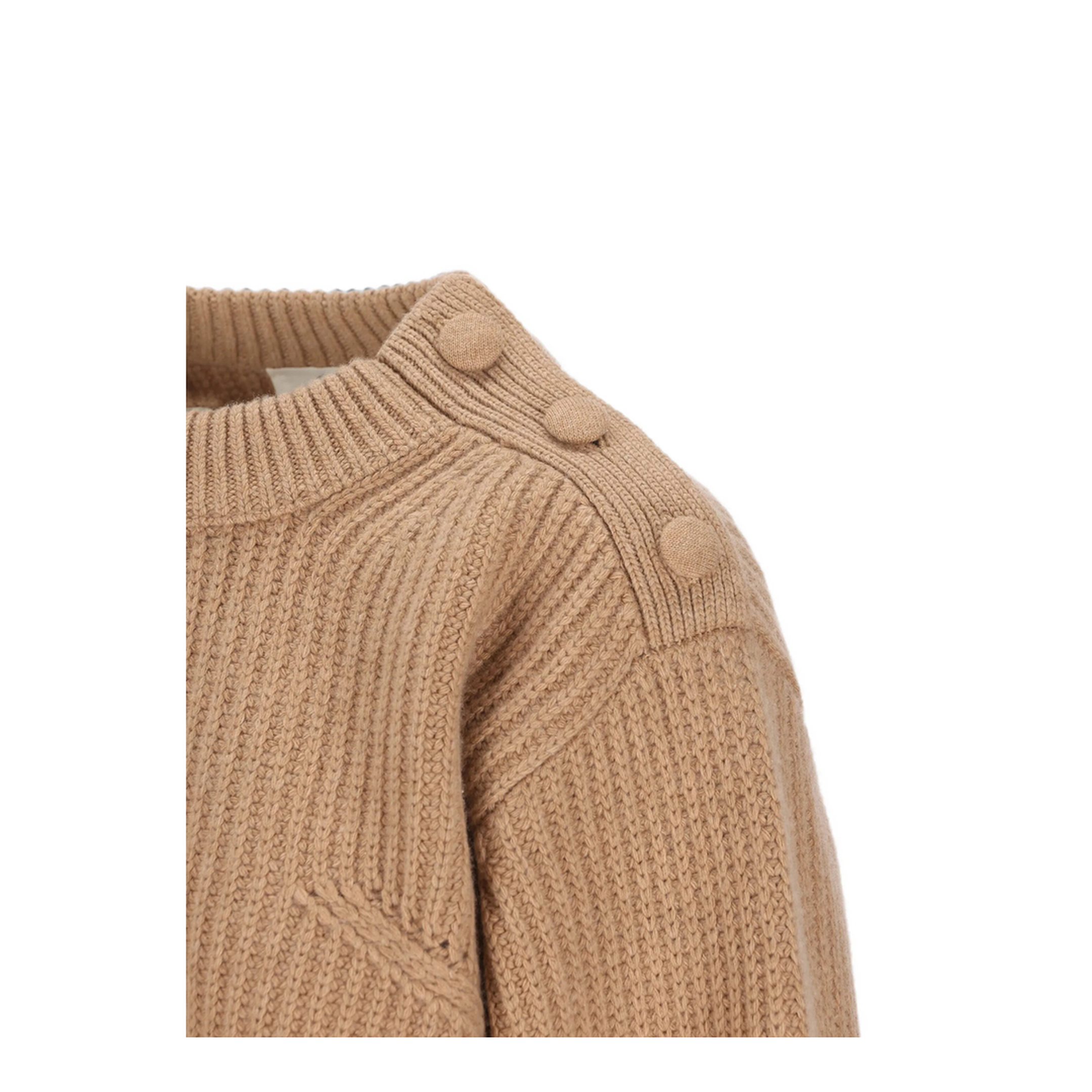 Short Pullover with Turtleneck in Wool and Cashmere with Lace - Image 2