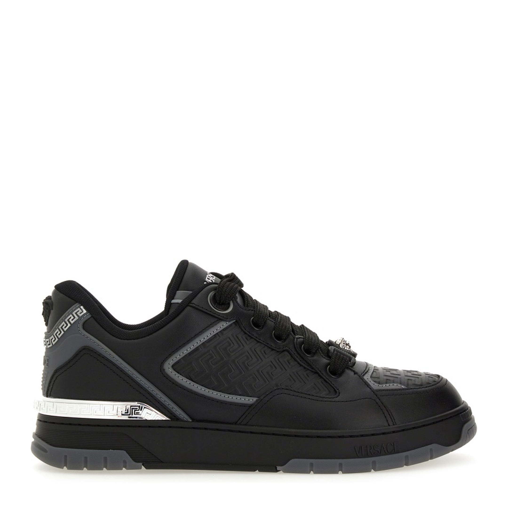 Greca Black Leather Blend Sneakers - Image 1