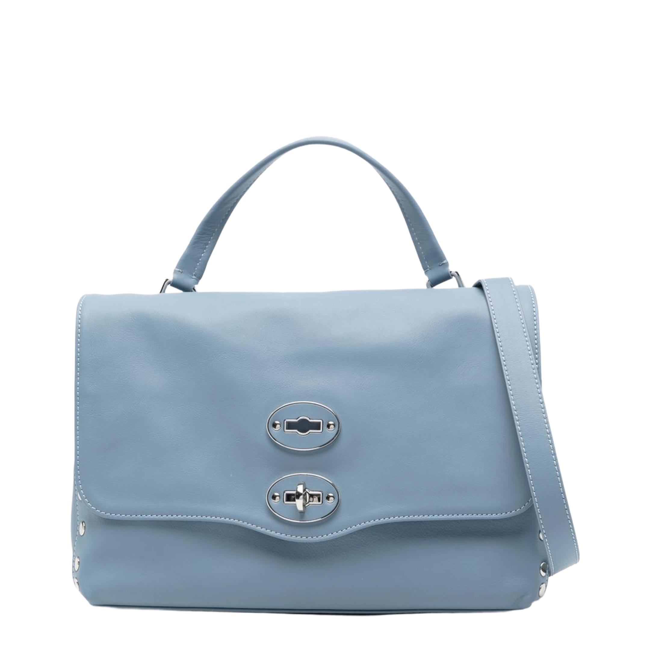 Postina Small Calf Leather Handbag - Azzurro - Image 1
