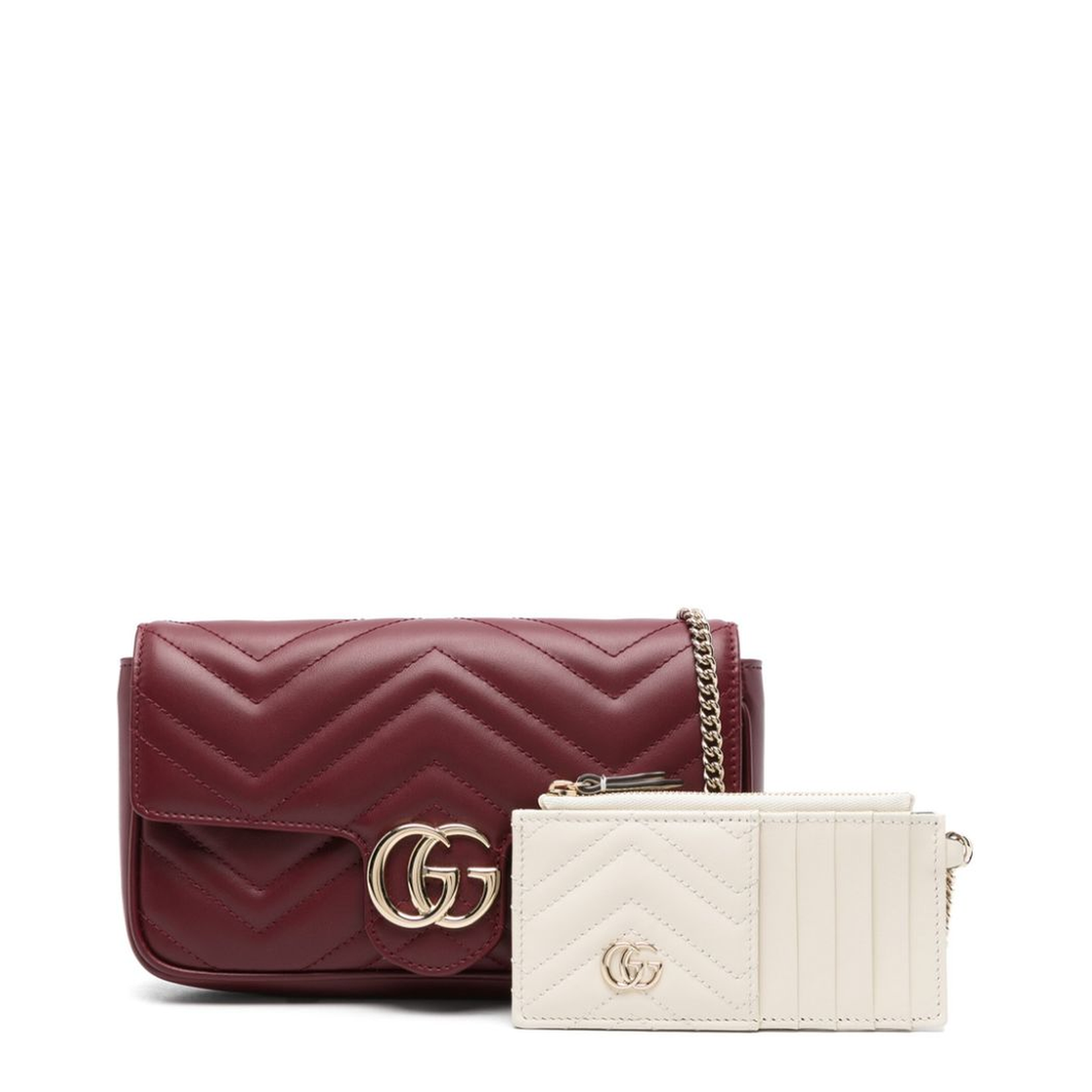 GG Marmont Small Leather Shoulder Bags - Burgundy - Image 4