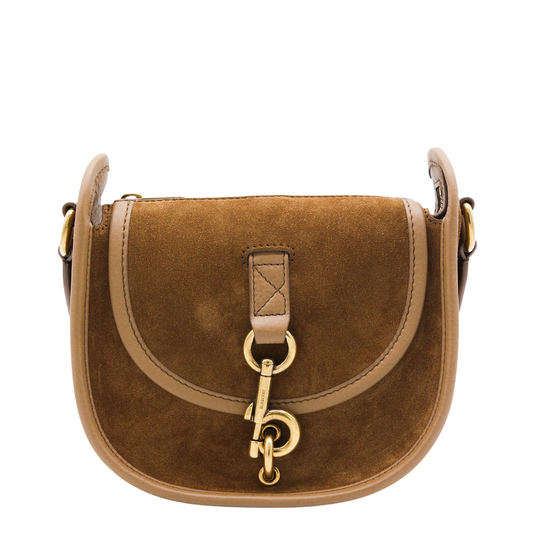 Mini B Clip Suede Messenger Bag - Hazel Brown - Image 1