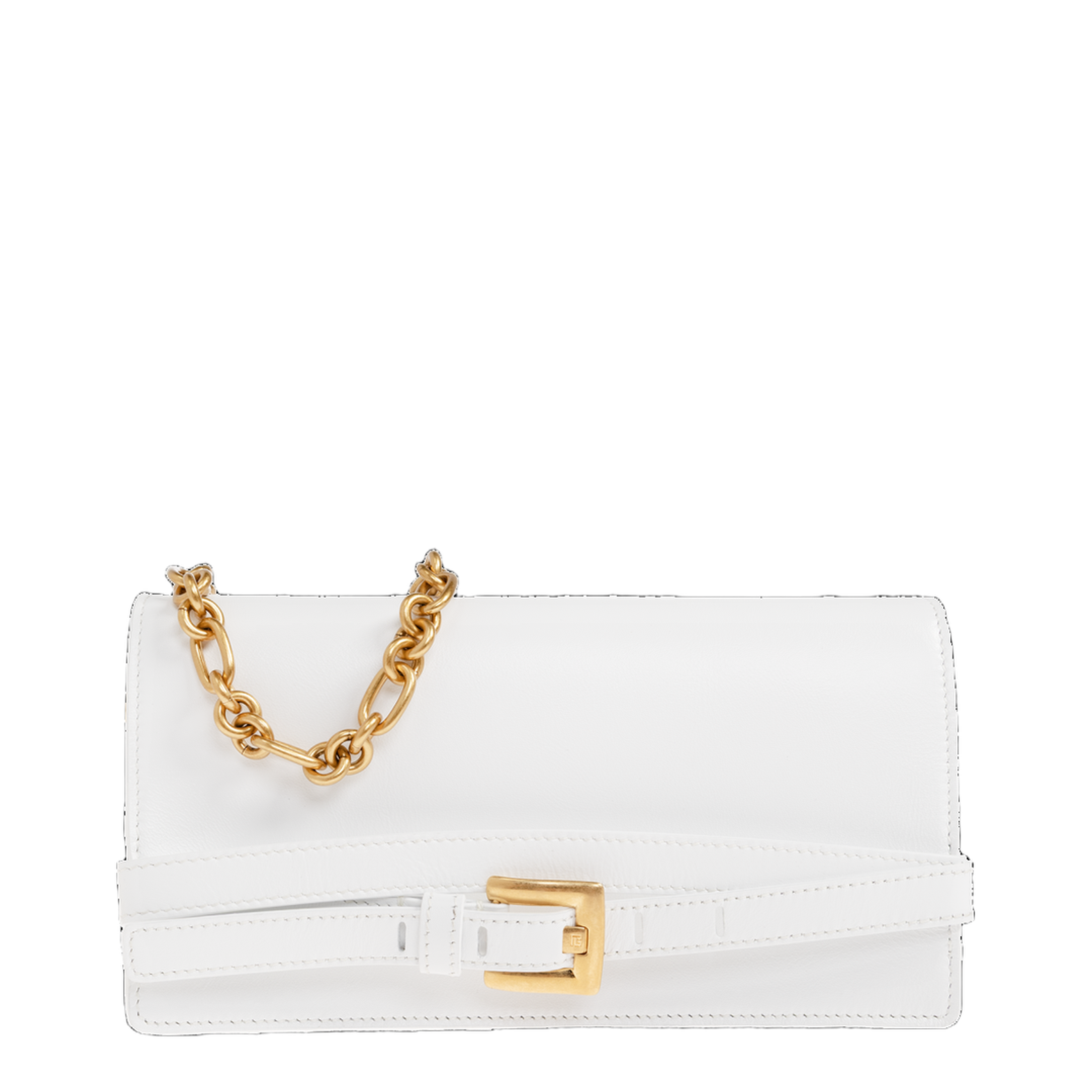 Shuffle Calfskin Wallet On Chain - White - Image 1
