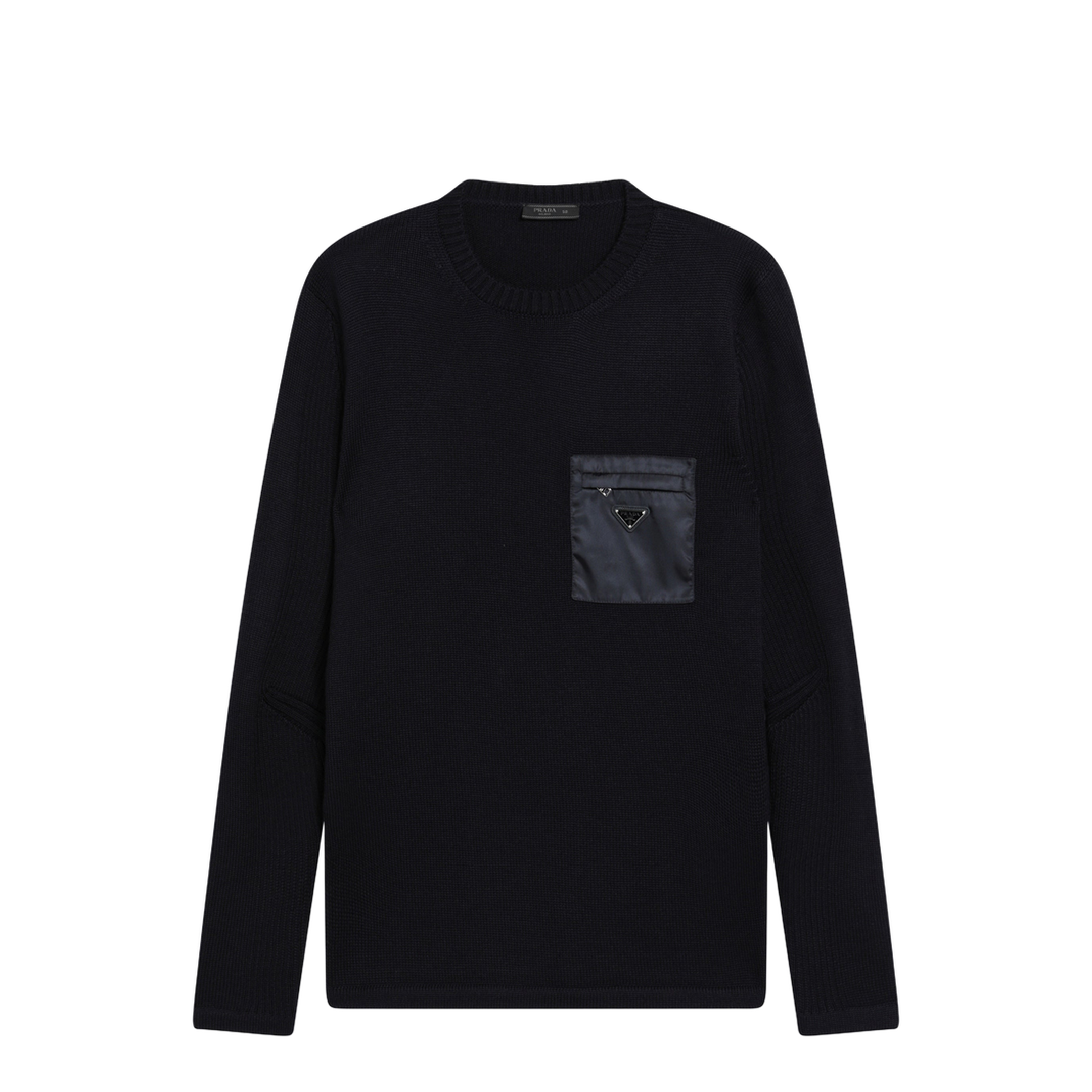 Blue Wool Sweater with Re-Nylon Pocket - Image 1