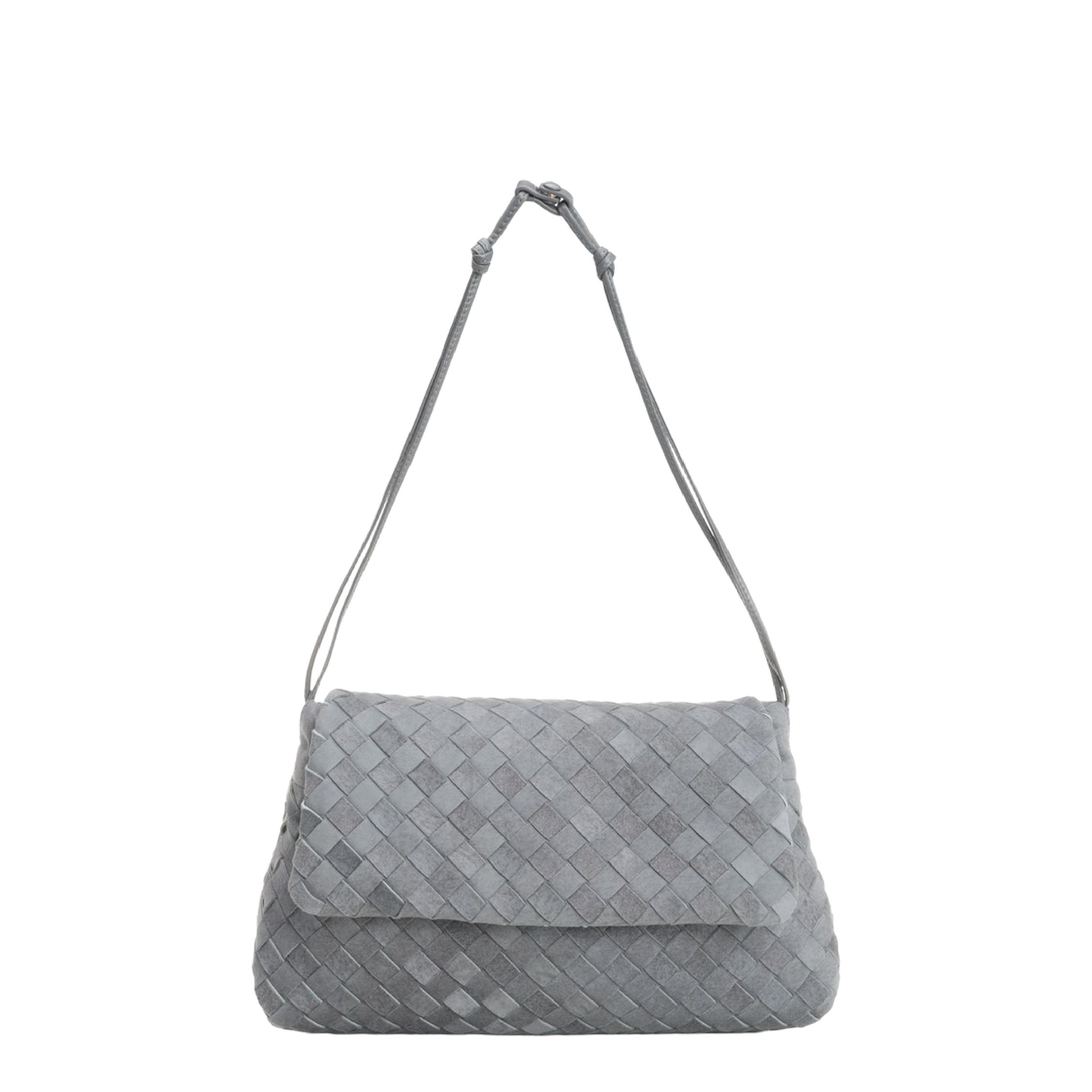 Giorno Medium Lambskin Suede Shoulder Bag - Cloudy indigo/gravel - Image 1