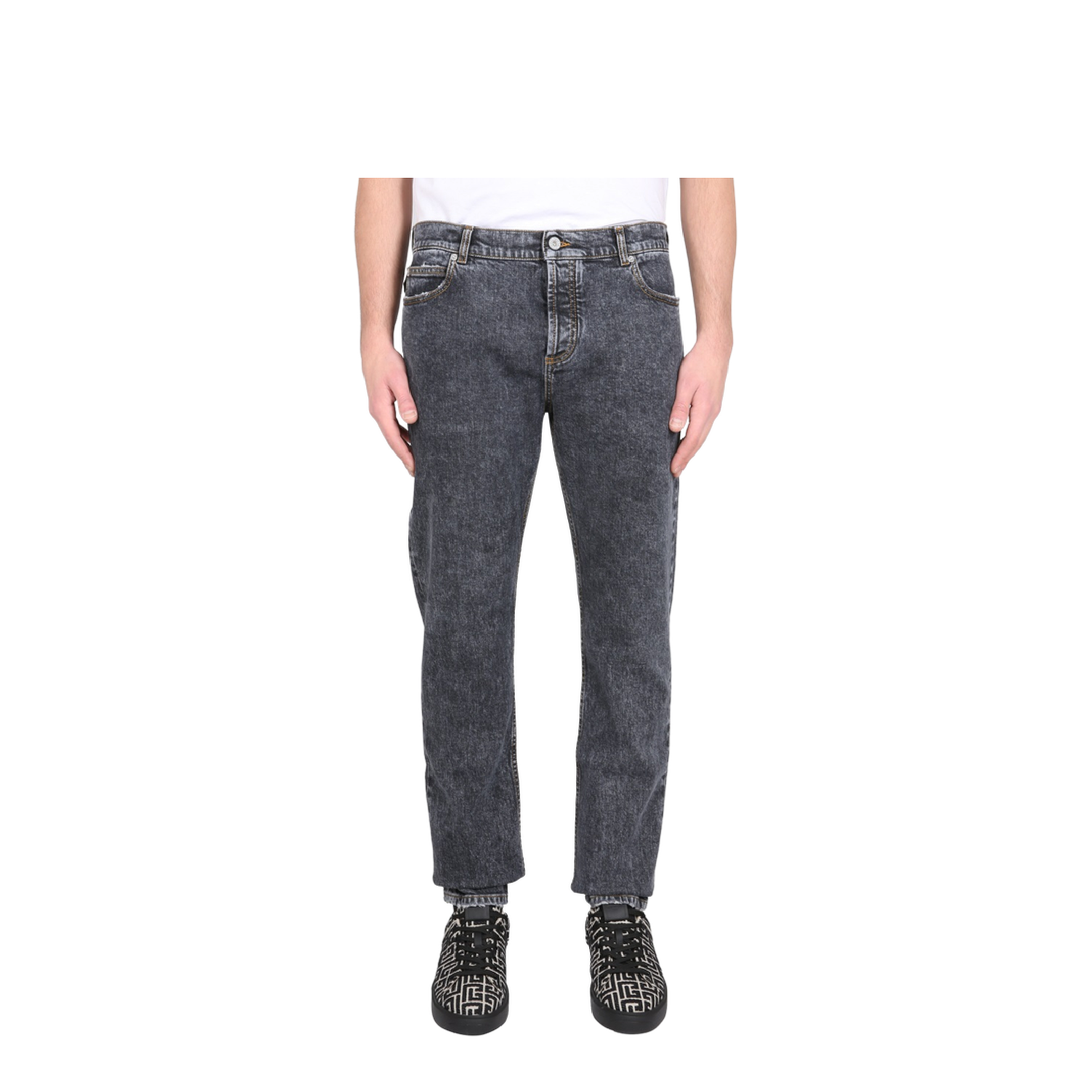Straight Leg Cotton Jeans with Logo - Image 1