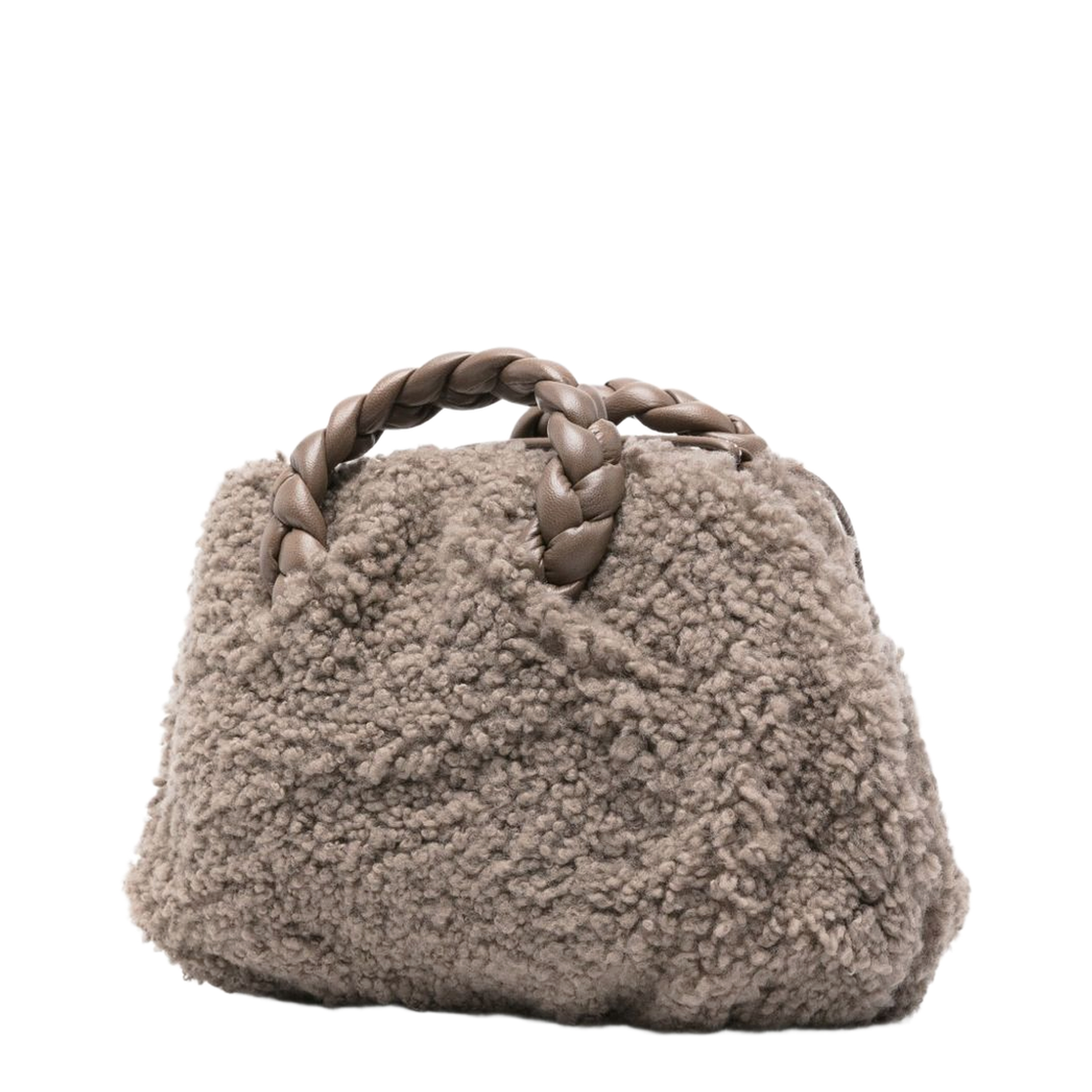 Bombon Medium Curly Shearling Handbag - Dusty Grey - Image 2