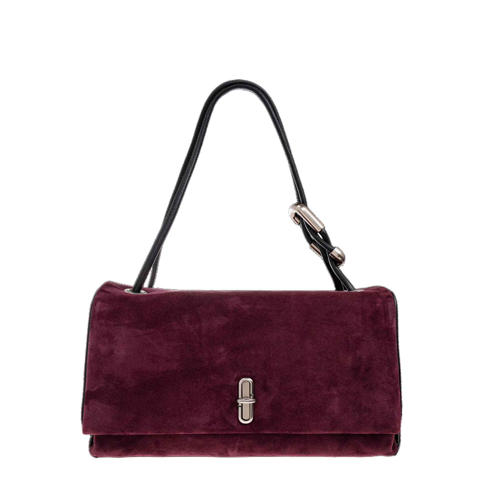 The Suede Large Dual Shoulder Bag Dark Plum - Image 1