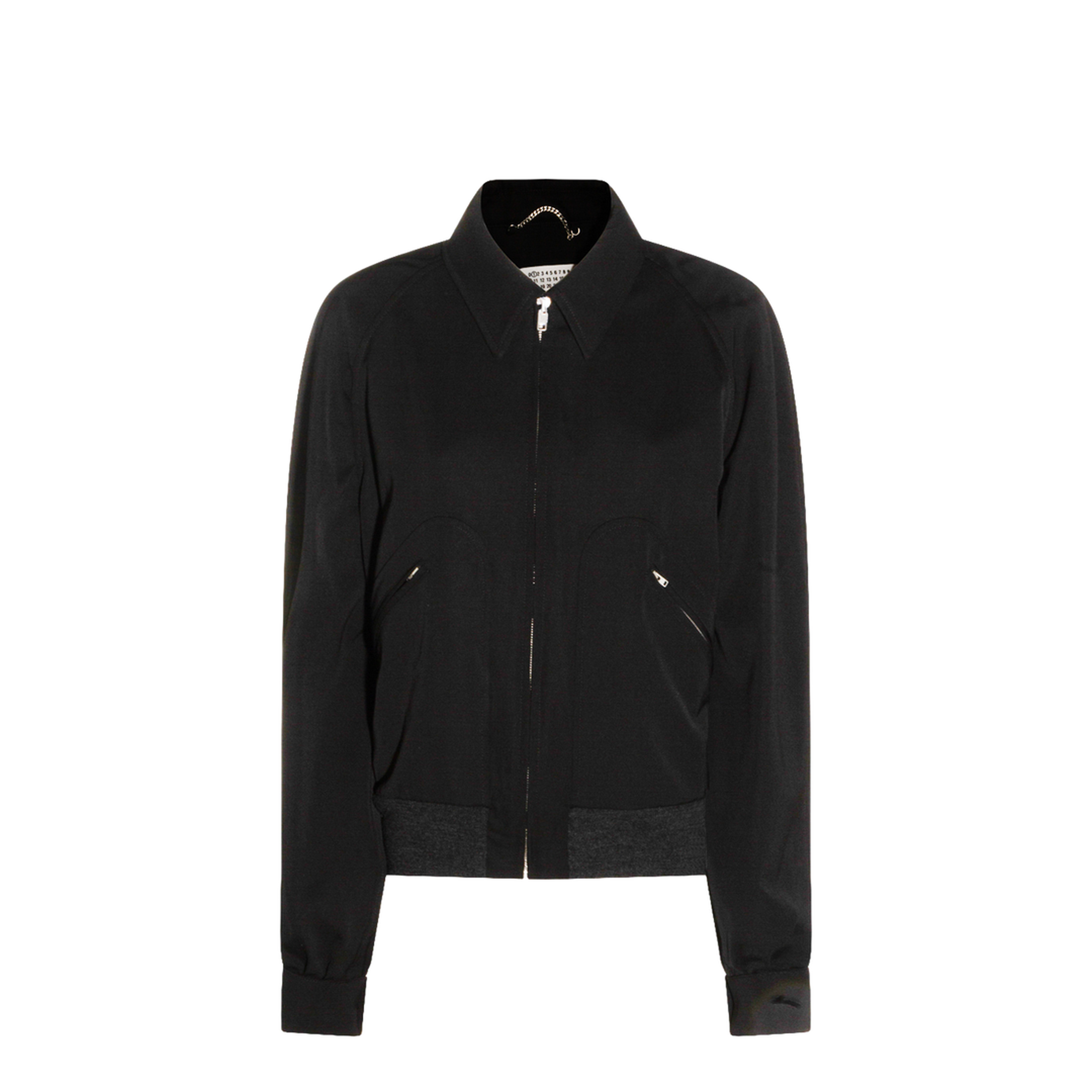 Black Zip-Up Jacket in Virgin Wool - Image 1