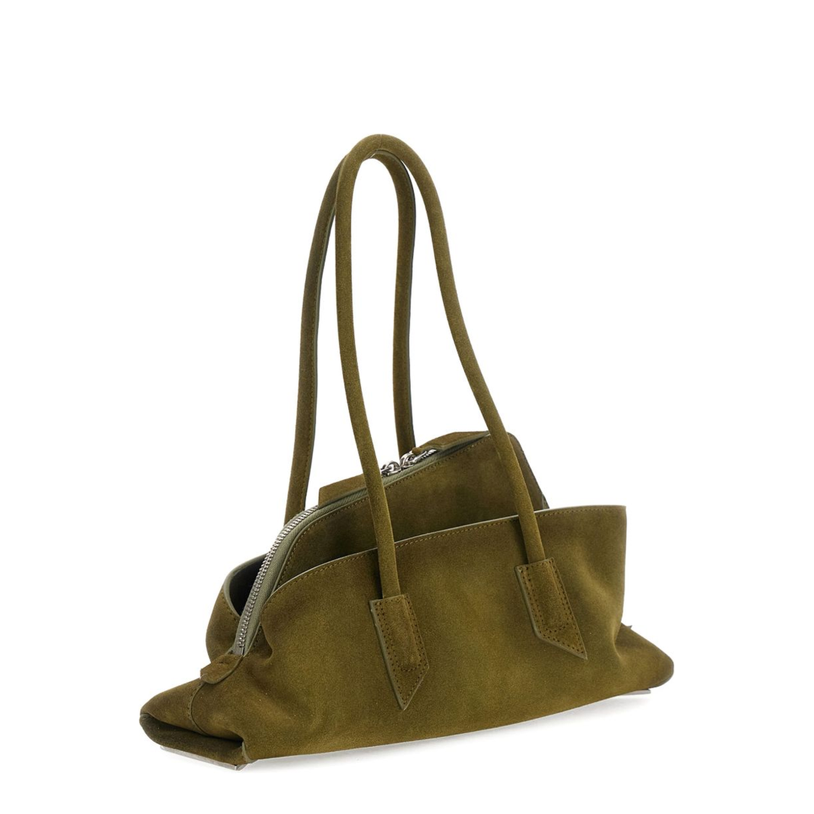 La Passeggiata Small Suede Shoulder Bag - Khaki - Image 3