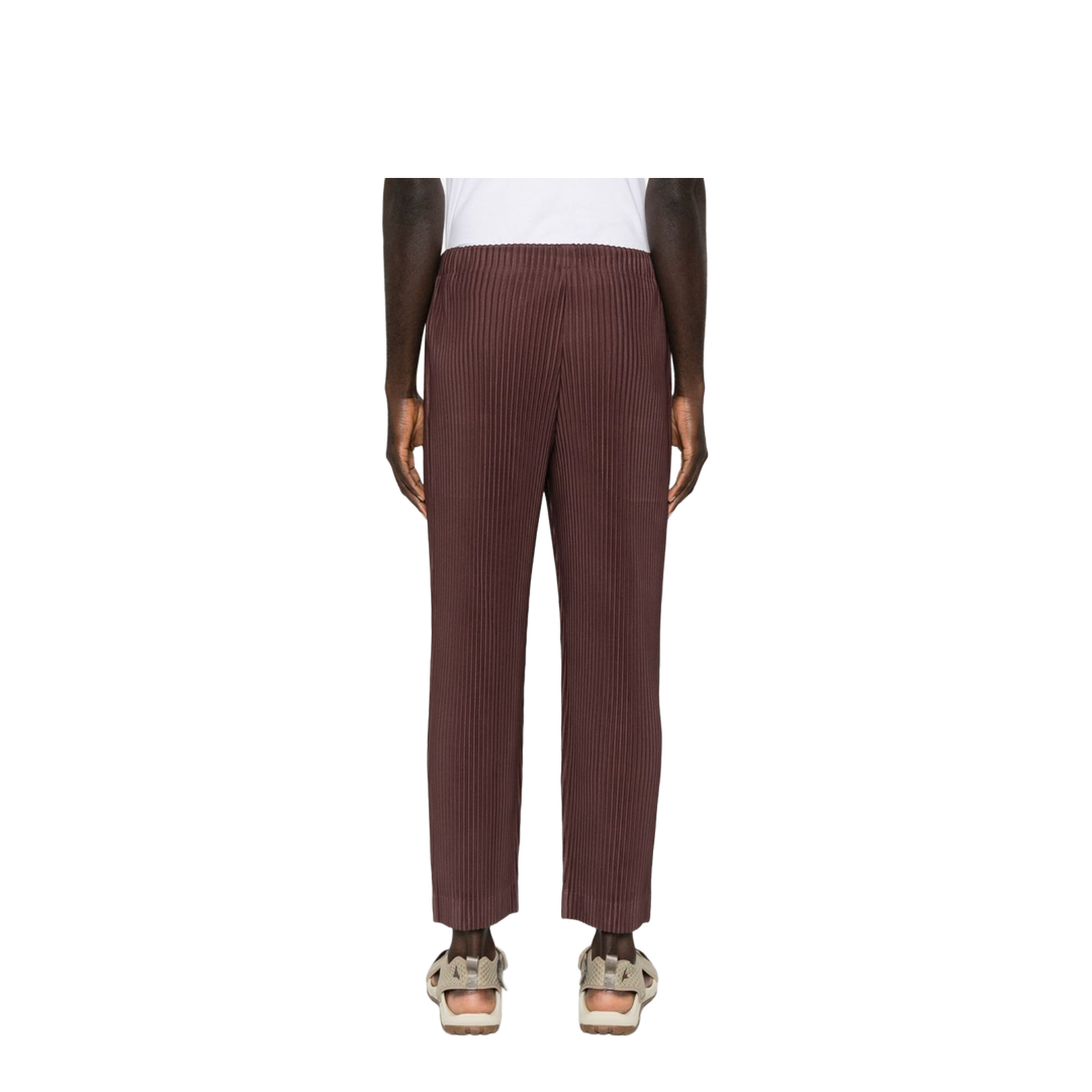 Brown Pleated Design Cropped Pants - Image 5