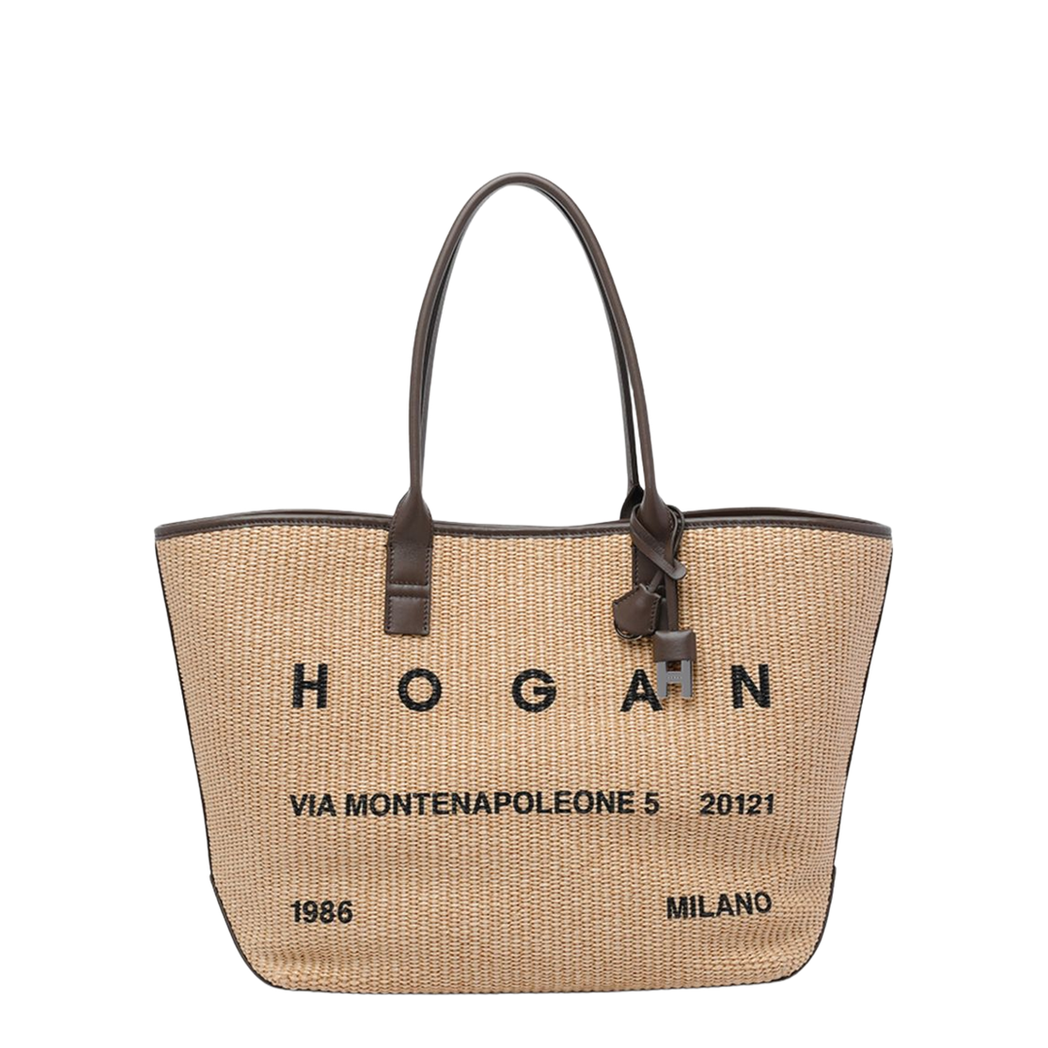 Address Medium Raffia Tote Bag - Beige - Image 1