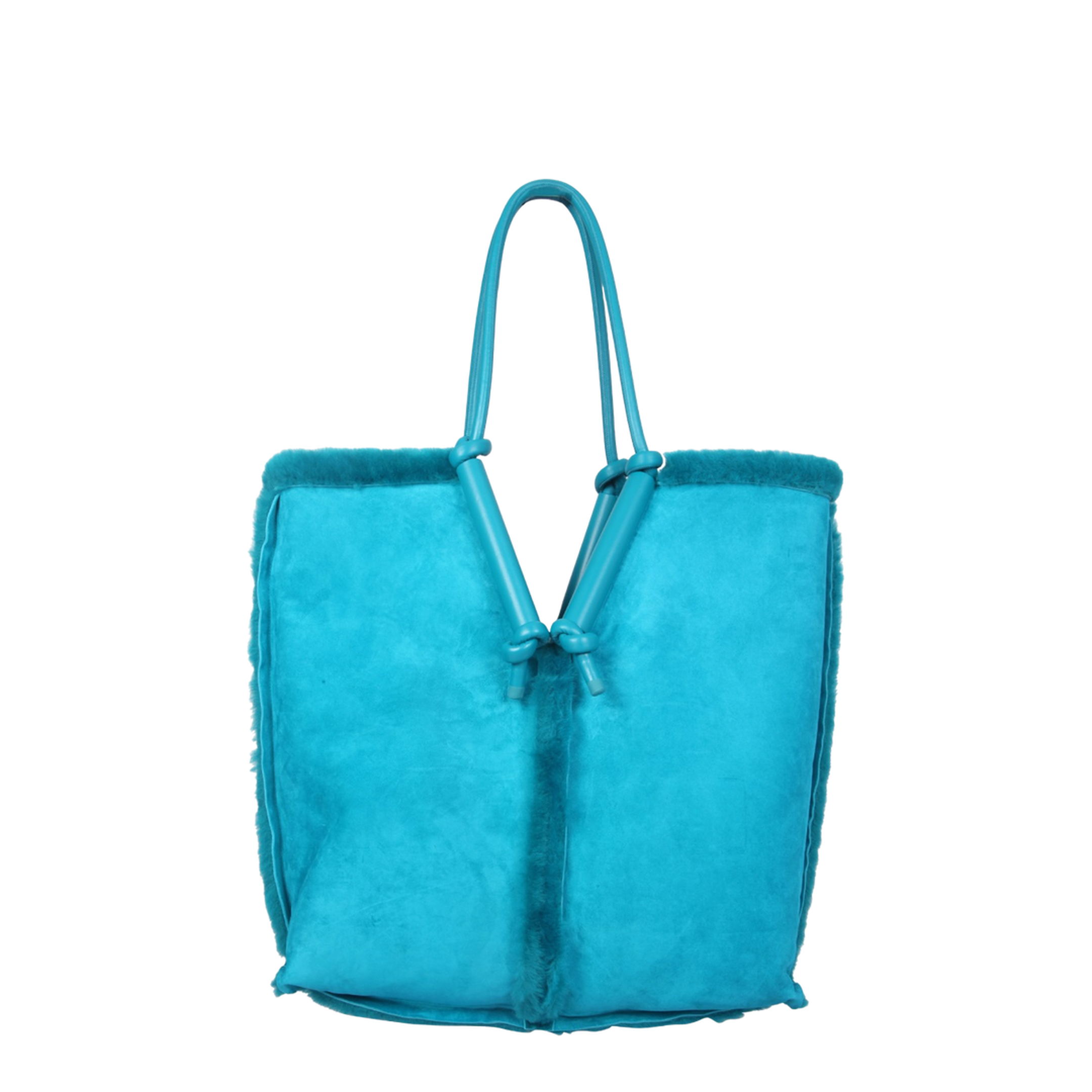 Bolster Medium Lambskin Tote Bags - Blue - Image 5