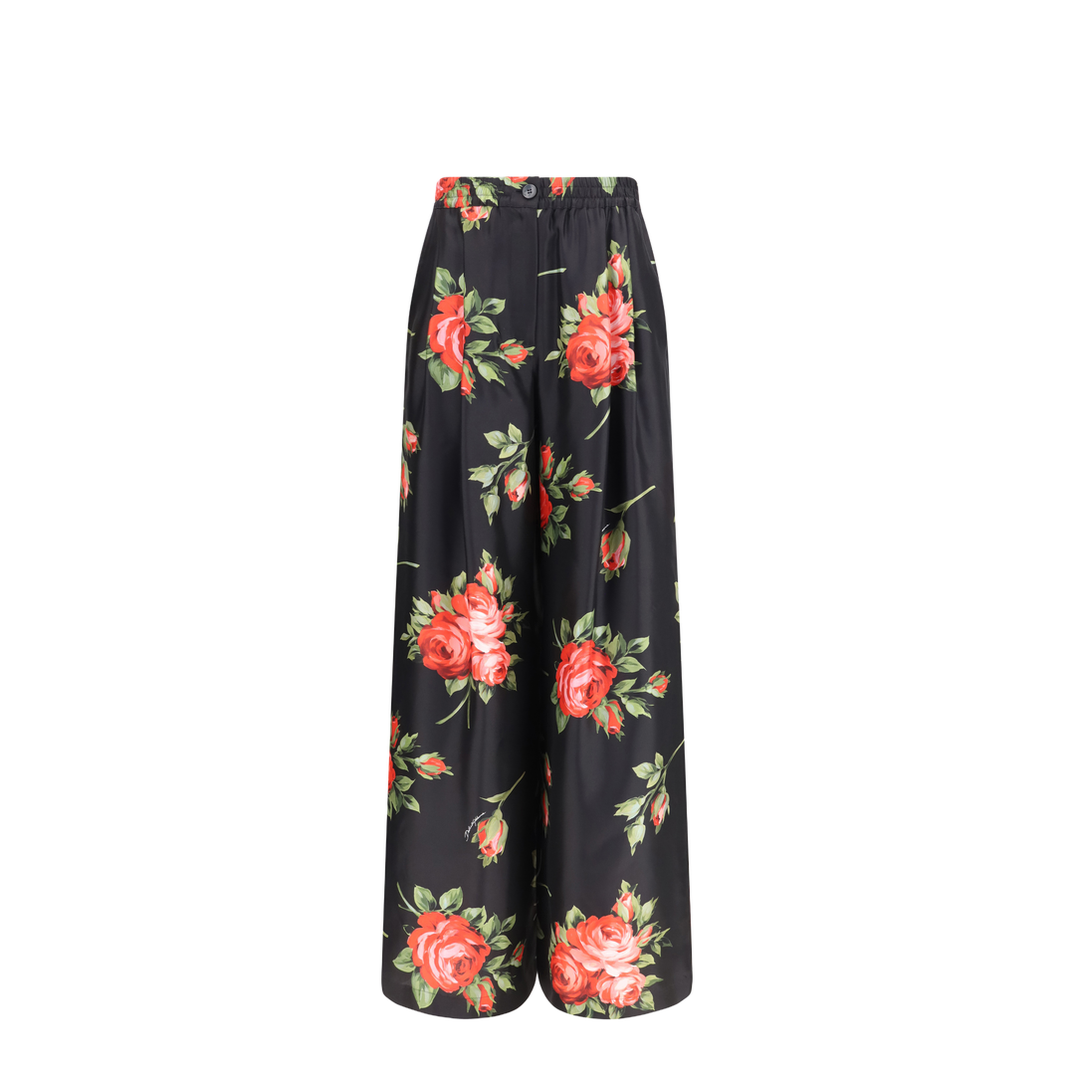 Wide-leg Pants with a Rose Bouquet Print - Image 1